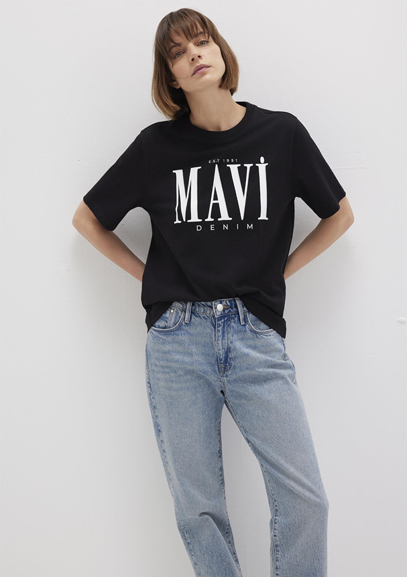 Mavi Mavi Logo Baskılı Siyah Tişört Regular Fit / Normal Kesim 1611990-900