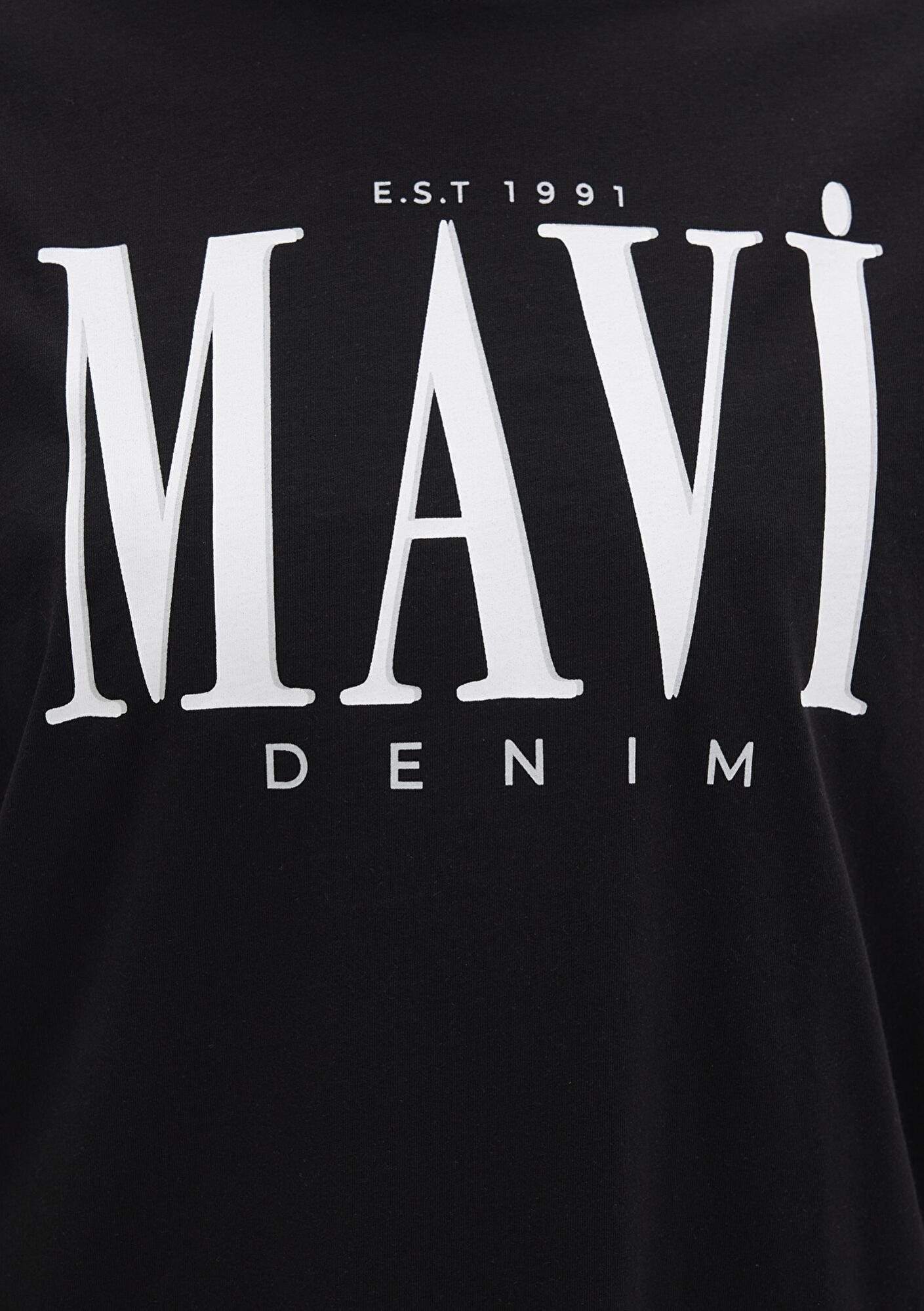 Mavi Mavi Logo Baskılı Siyah Tişört Regular Fit / Normal Kesim 1611990-900