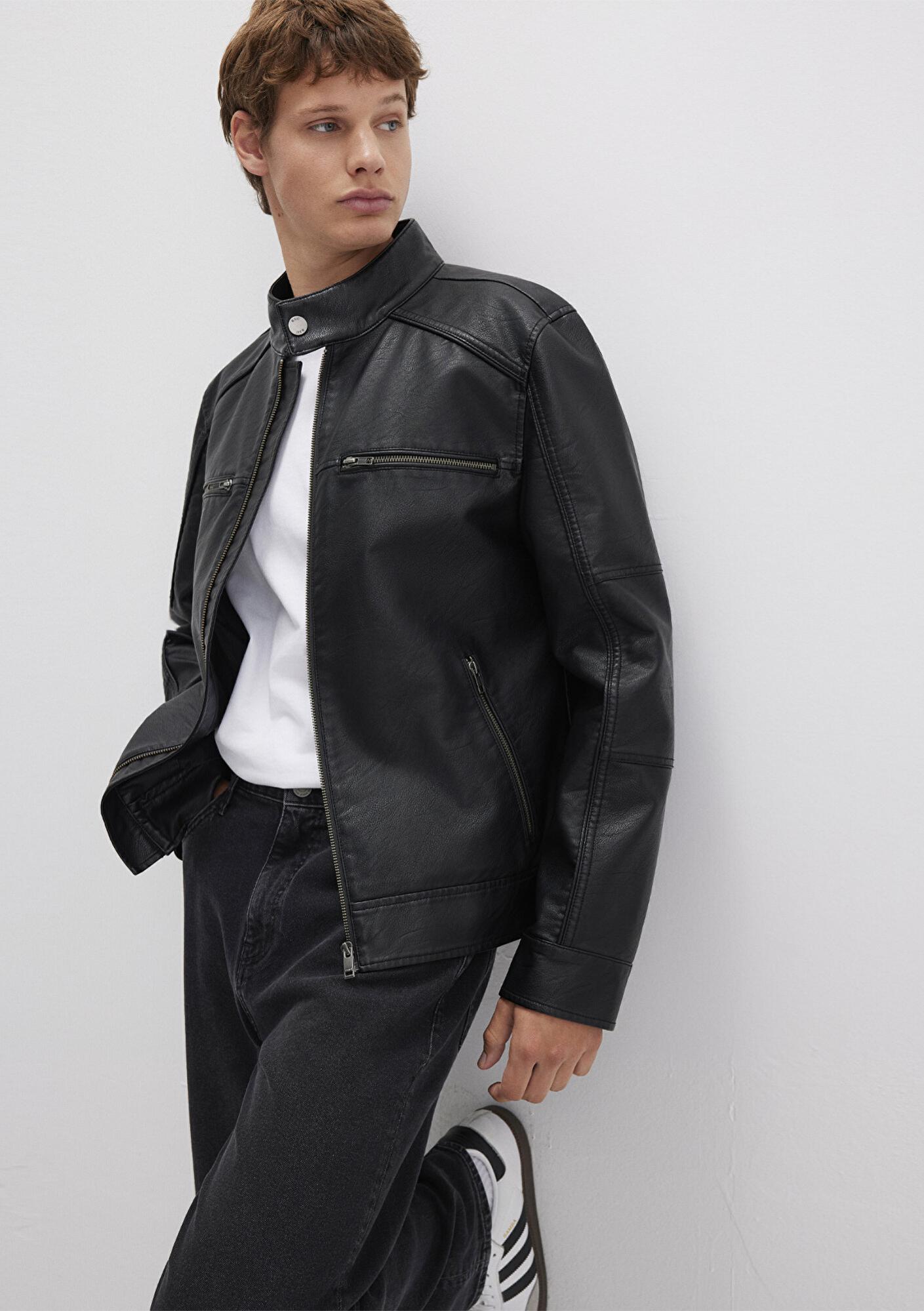 Mavi Siyah Suni Deri Ceket Slim Fit / Dar Kesim 0110438-71379