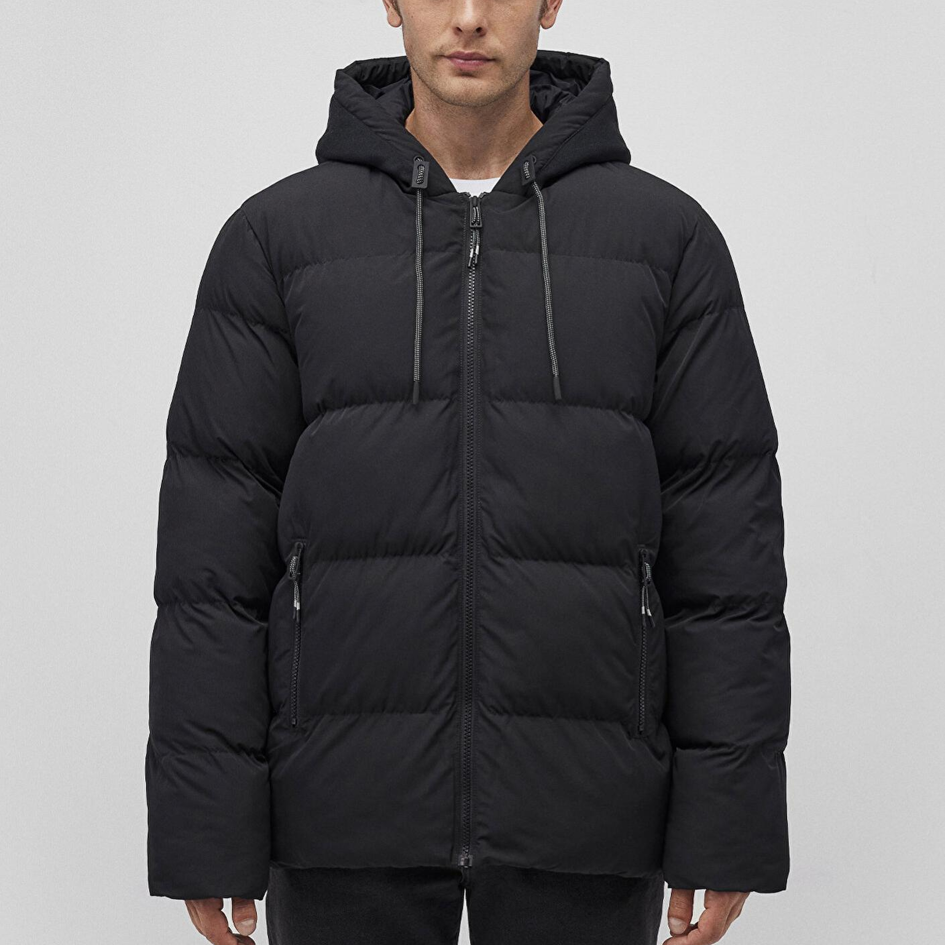 Mavi Kapüşonlu Siyah Şişme Mont 0110349-900