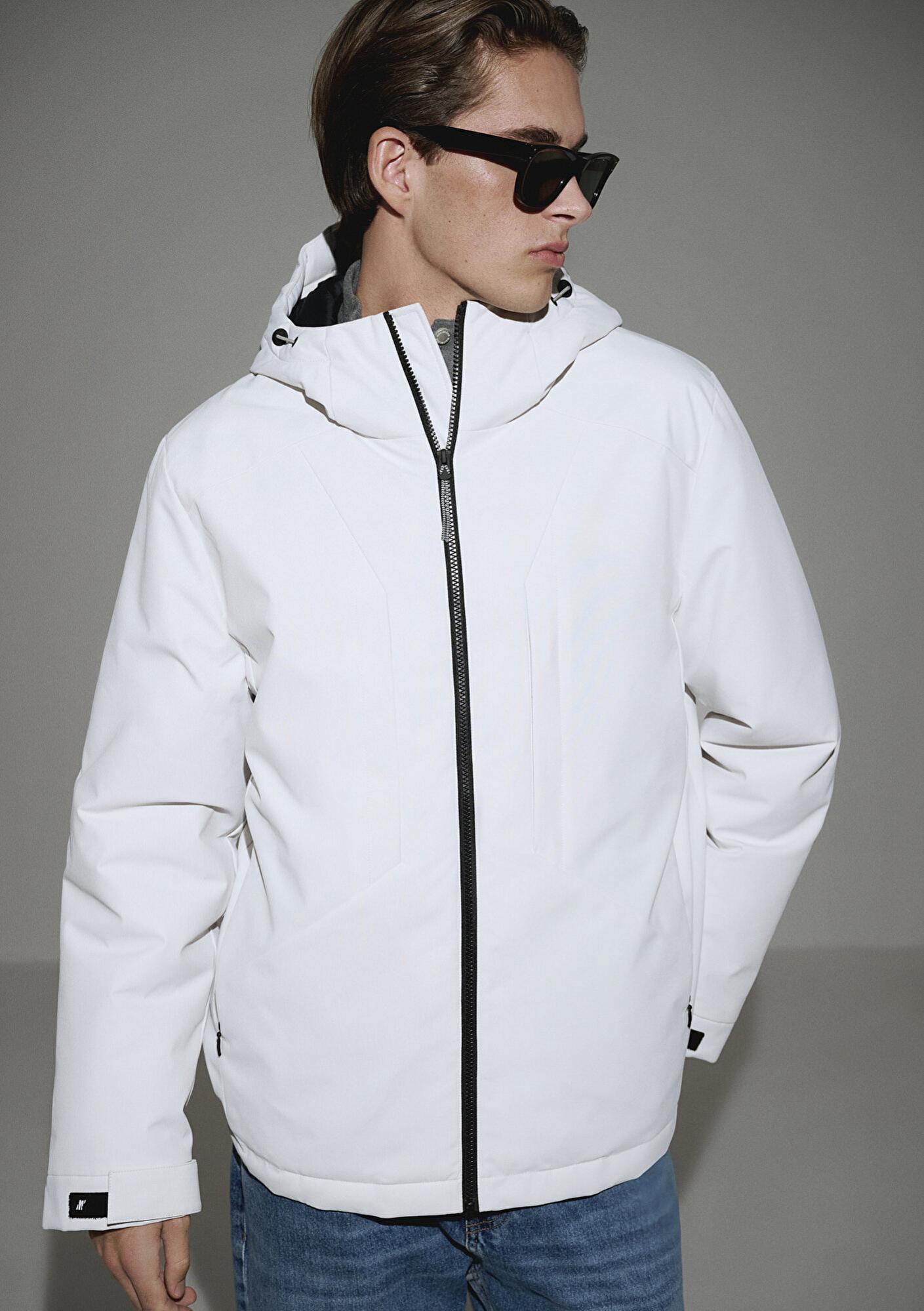 Mavi Su İtici Kapüşonlu Gri Şişme Mont 0110441-83746