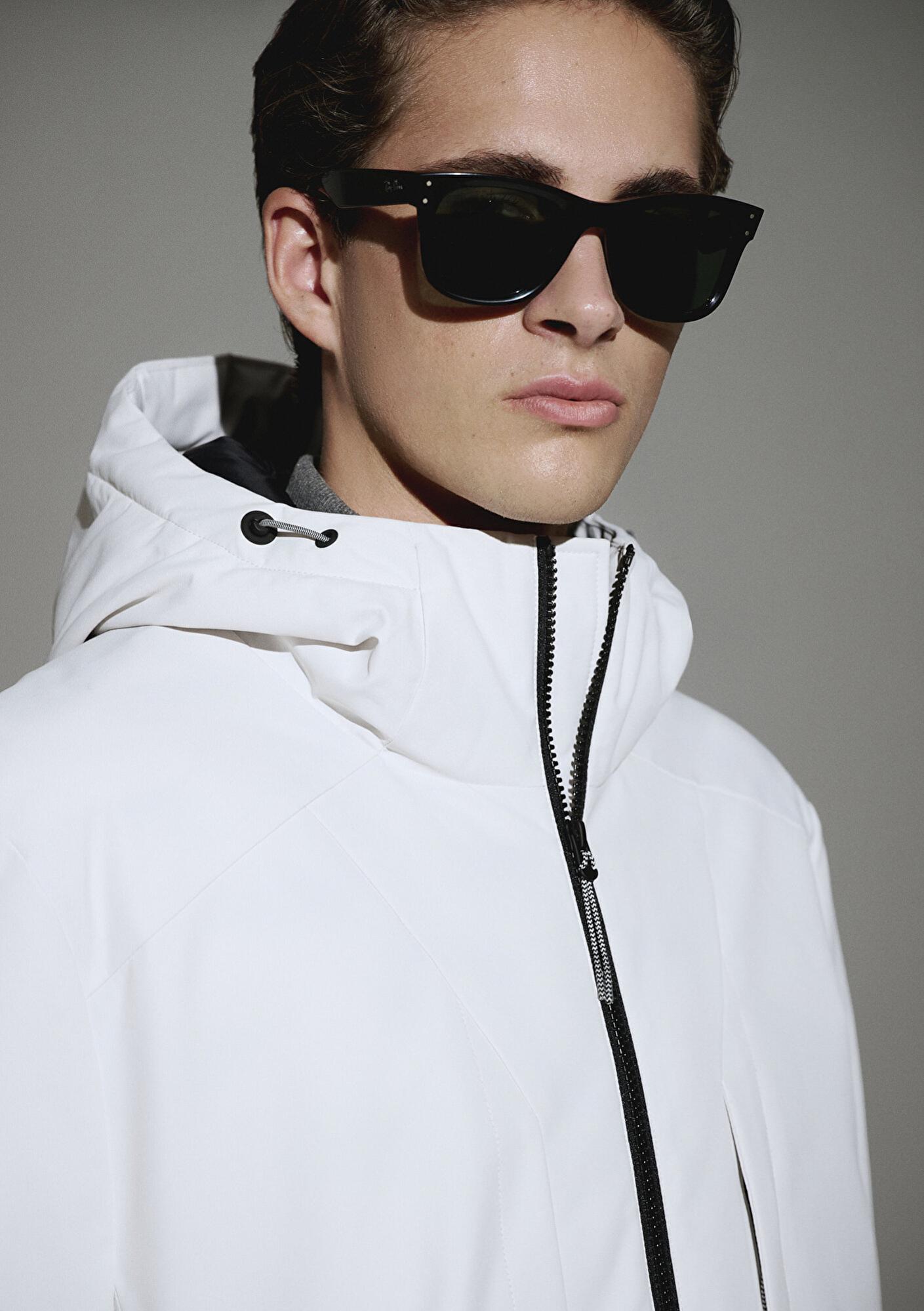 Mavi Su İtici Kapüşonlu Gri Şişme Mont 0110441-83746