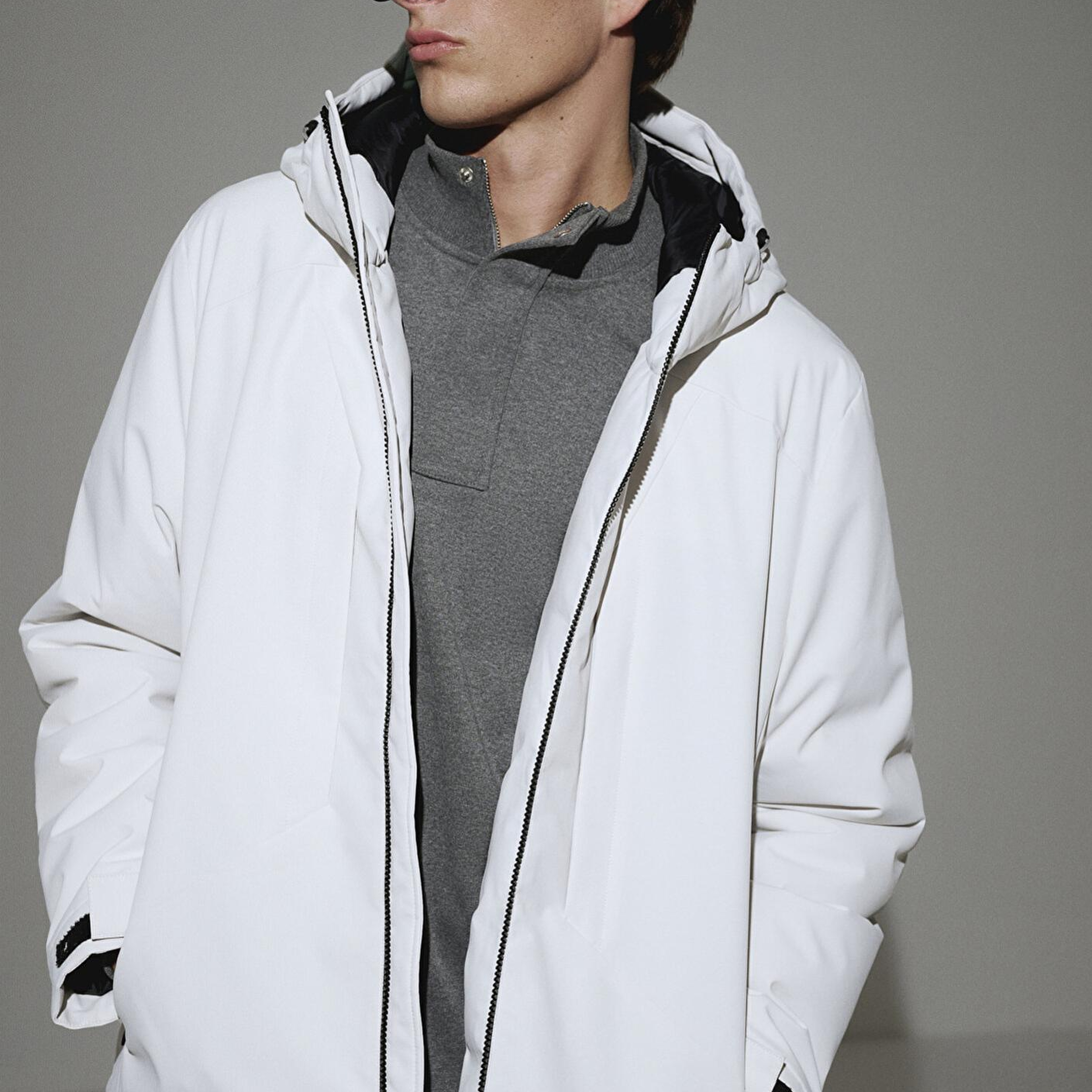 Mavi Su İtici Kapüşonlu Gri Şişme Mont 0110441-83746