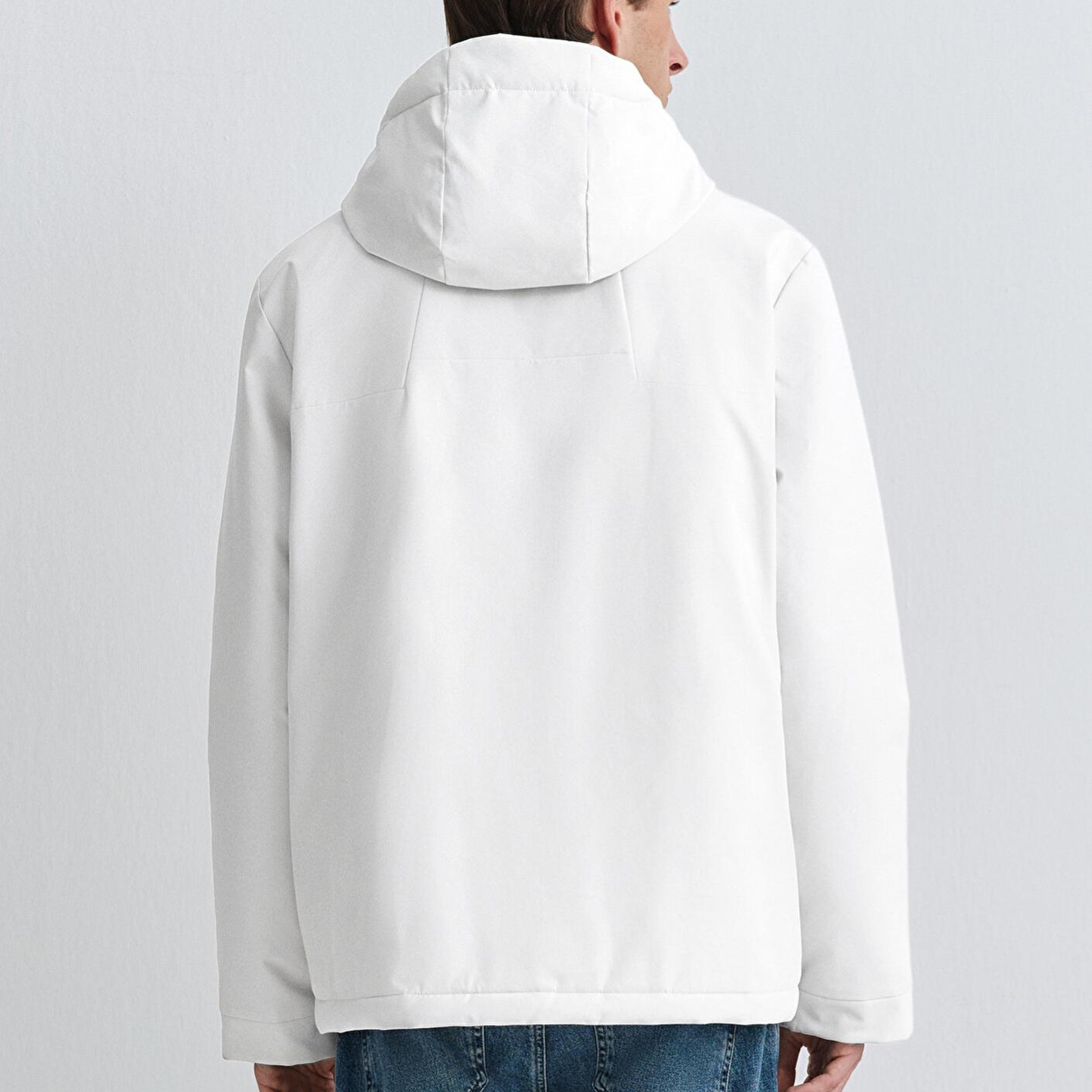 Mavi Su İtici Kapüşonlu Gri Şişme Mont 0110441-83746