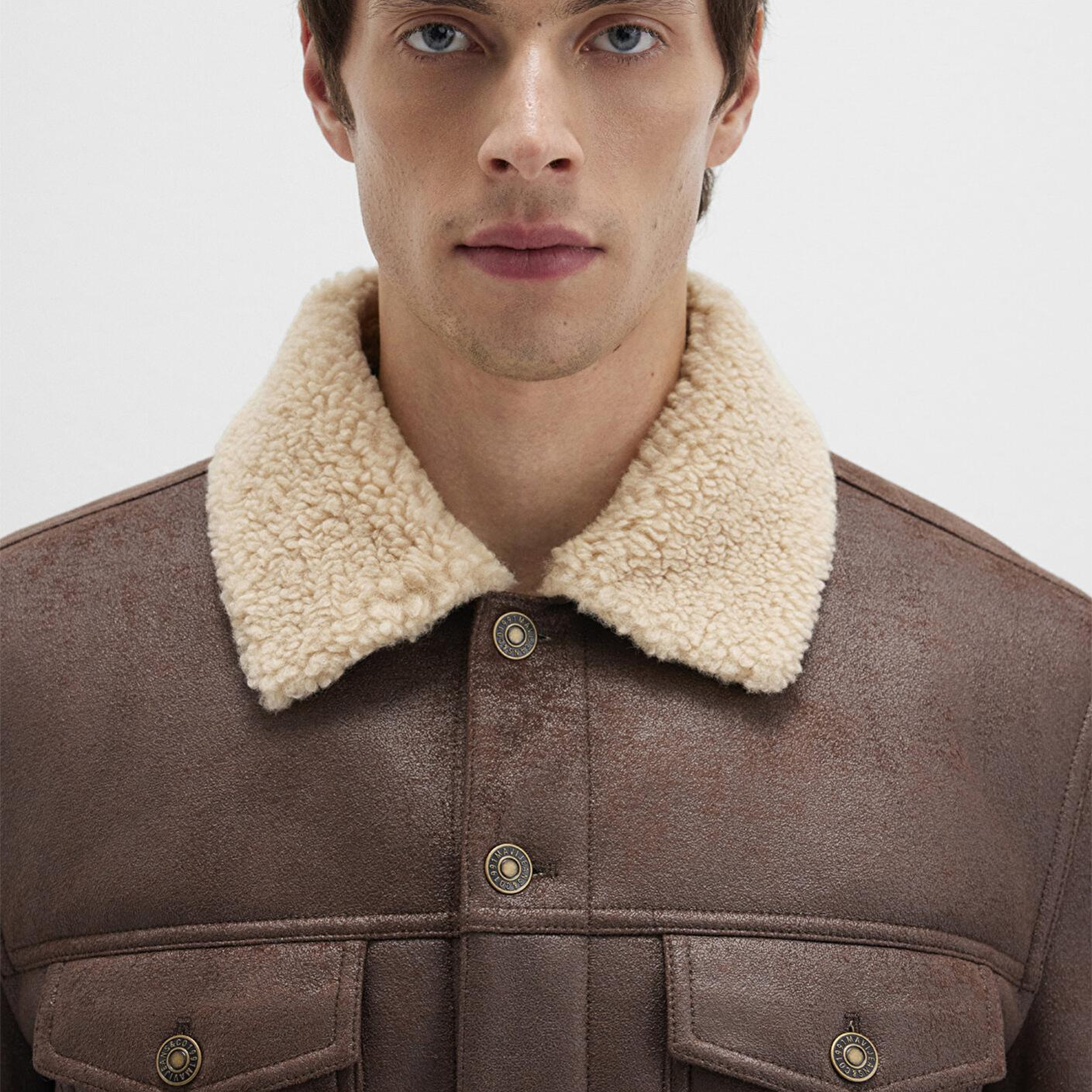 Mavi Suni Kürk Detaylı Kahverengi Suni Deri Ceket Regular Fit / Normal Kesim 0110460-71603