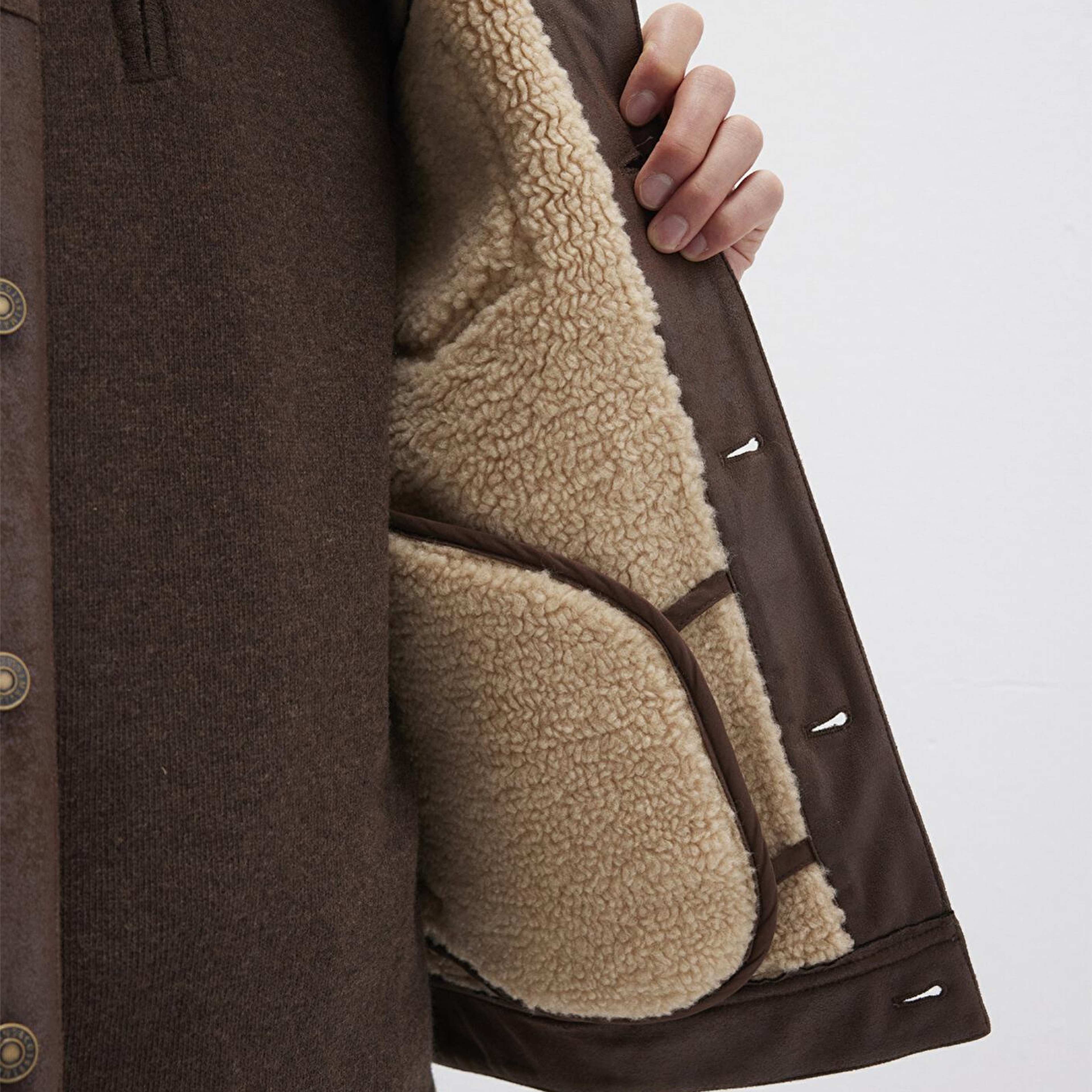 Mavi Suni Kürk Detaylı Kahverengi Suni Deri Ceket Regular Fit / Normal Kesim 0110460-71603