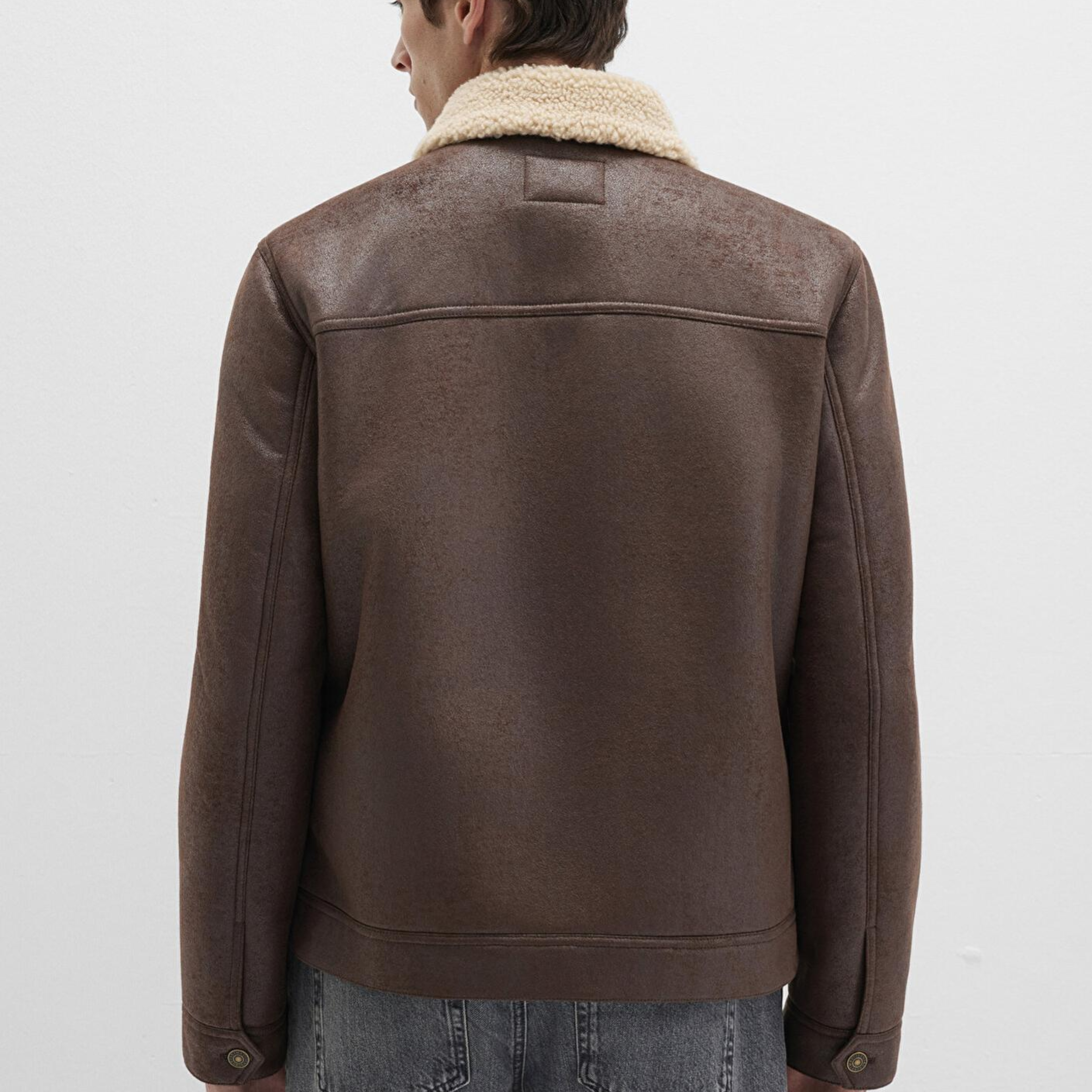 Mavi Suni Kürk Detaylı Kahverengi Suni Deri Ceket Regular Fit / Normal Kesim 0110460-71603