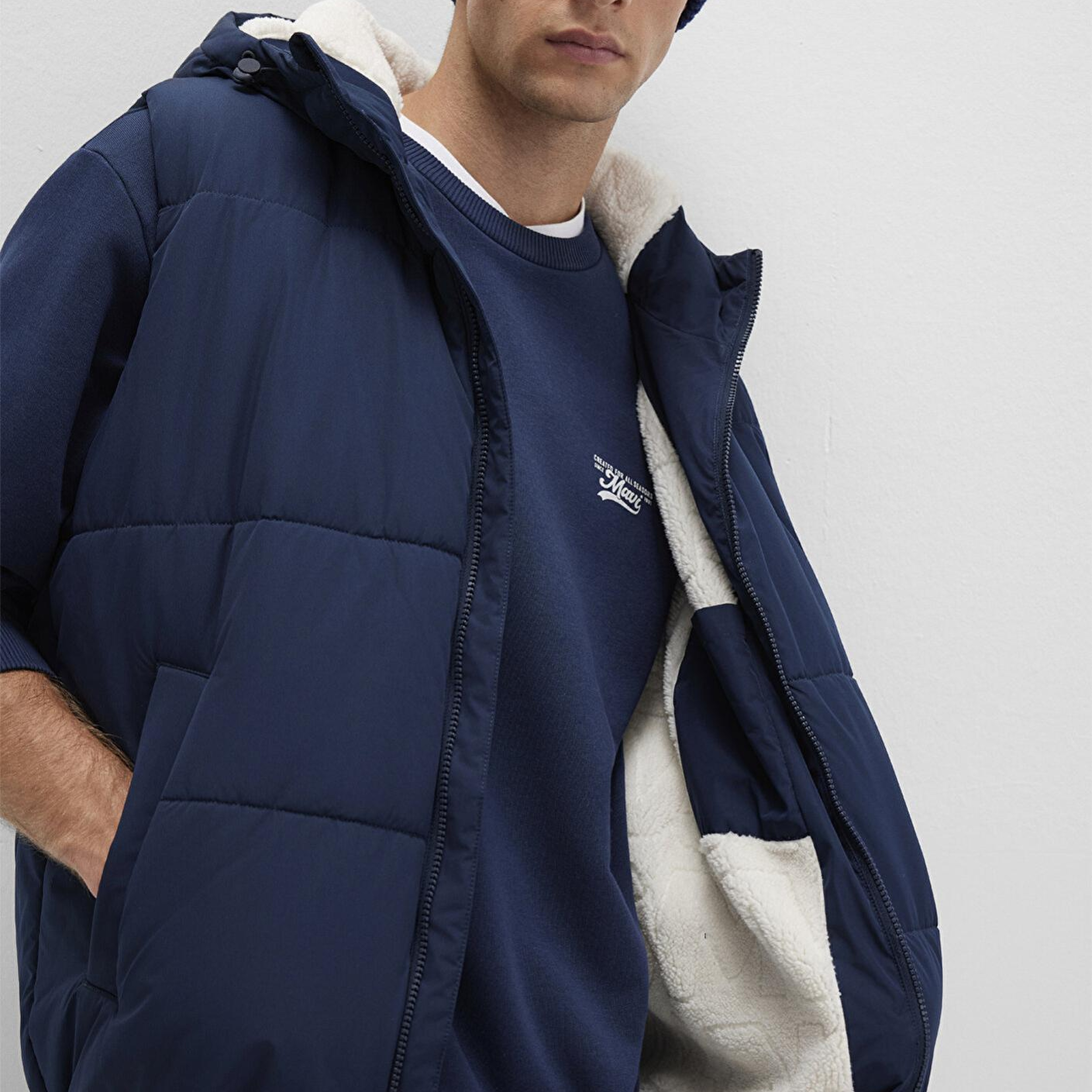 Mavi Kapüşonlu Lacivert Şişme Yelek Regular Fit / Normal Kesim 0110455-82318