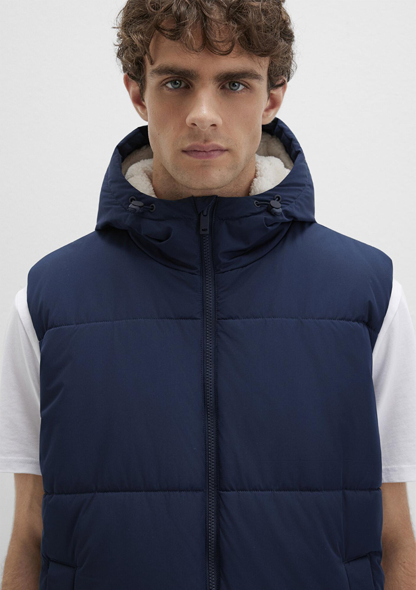 Mavi Kapüşonlu Lacivert Şişme Yelek Regular Fit / Normal Kesim 0110455-82318