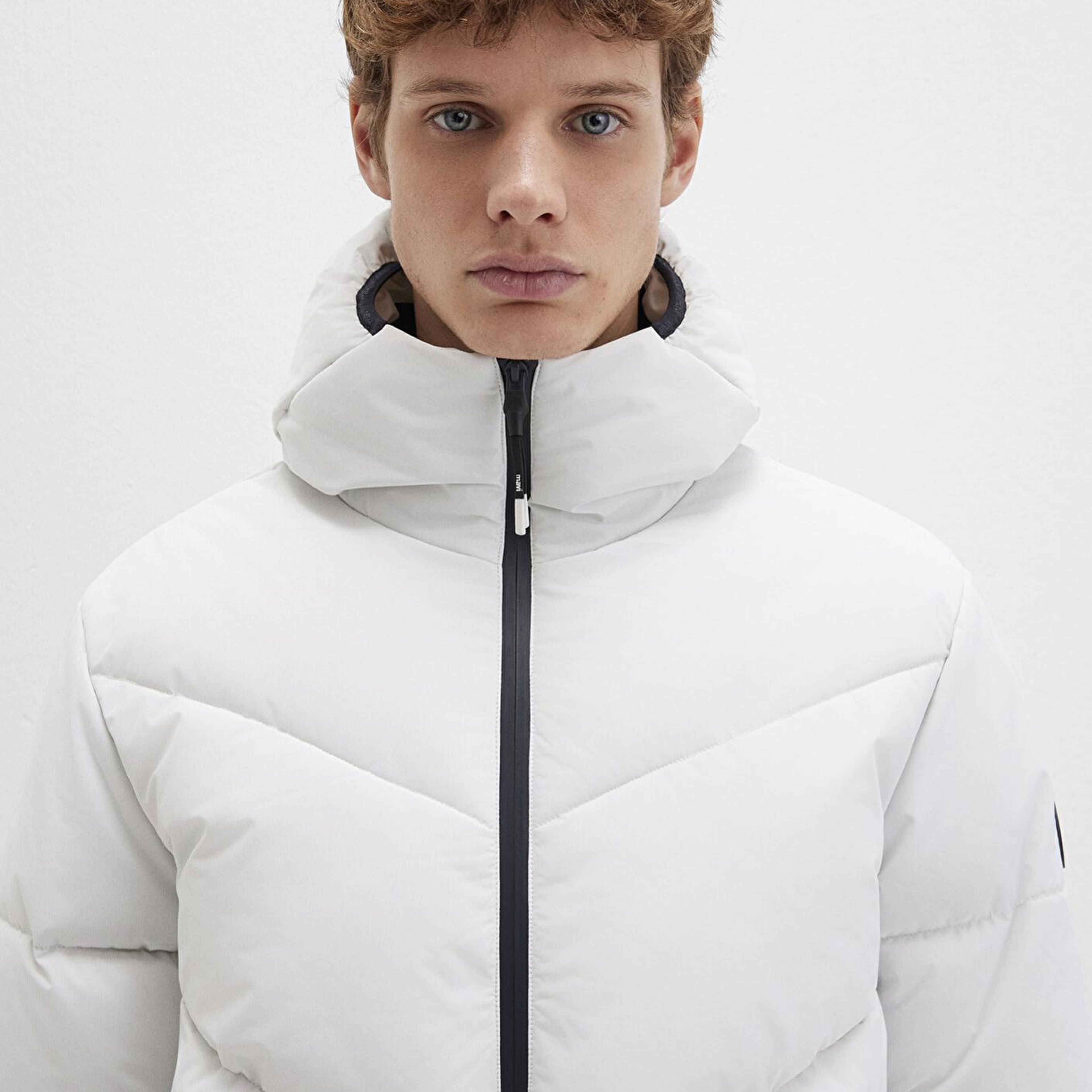 Mavi Kapüşonlu Gri Şişme Mont 0110360-83746