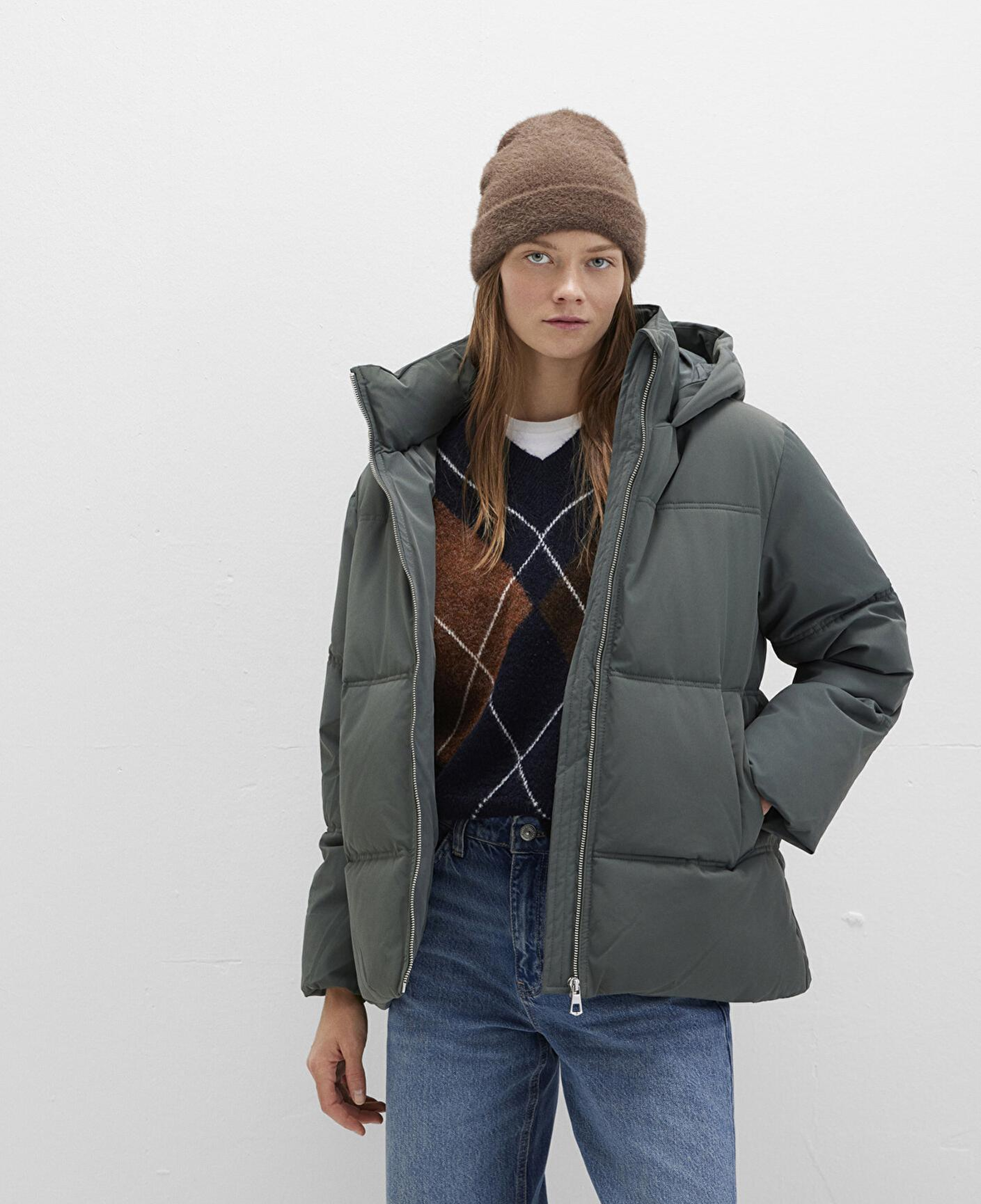 Mavi Su İtici Kapüşonlu Yeşil Şişme Mont 1110445-71598