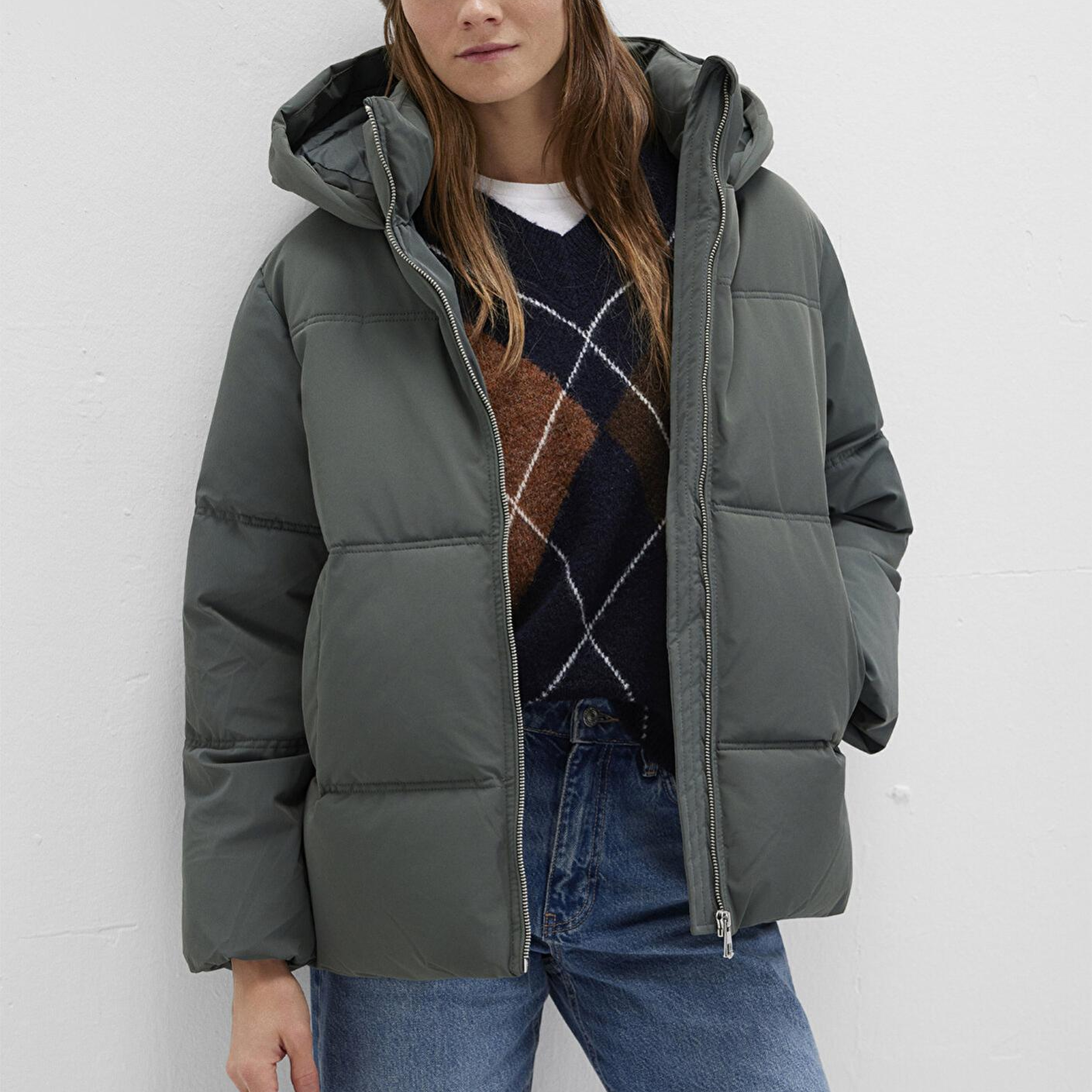 Mavi Su İtici Kapüşonlu Yeşil Şişme Mont 1110445-71598