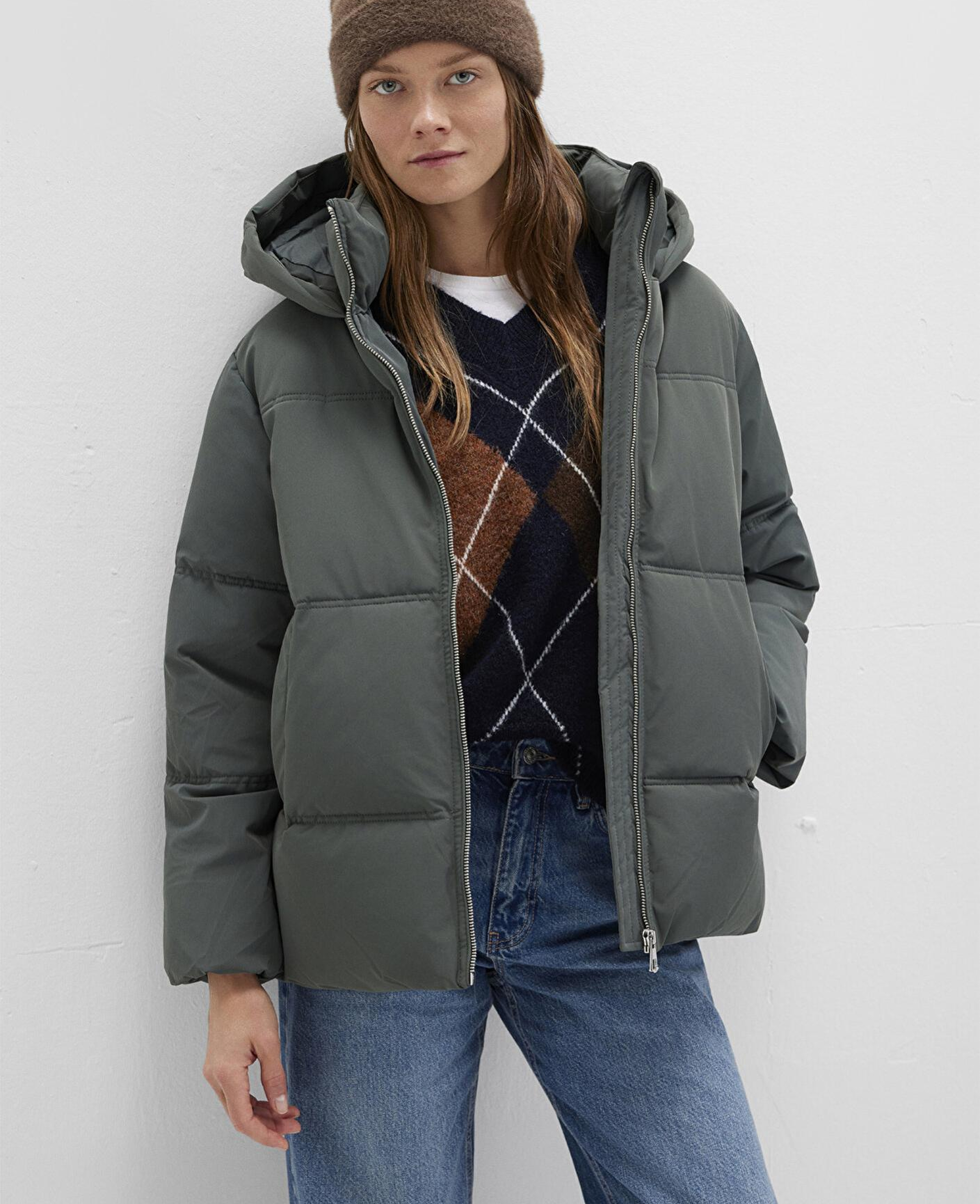 Mavi Su İtici Kapüşonlu Yeşil Şişme Mont 1110445-71598