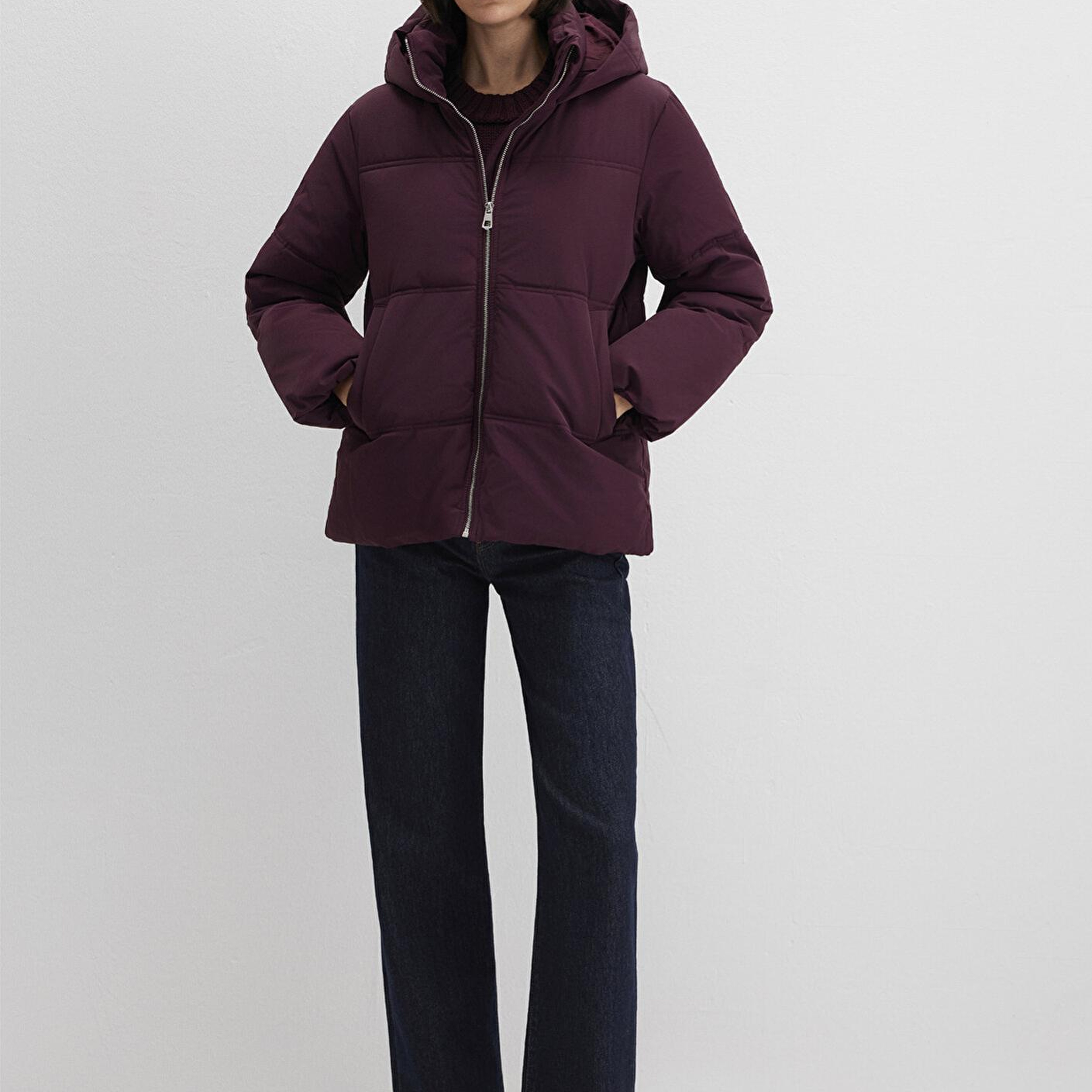 Mavi Su İtici Kapüşonlu Mor Şişme Mont 1110445-70434