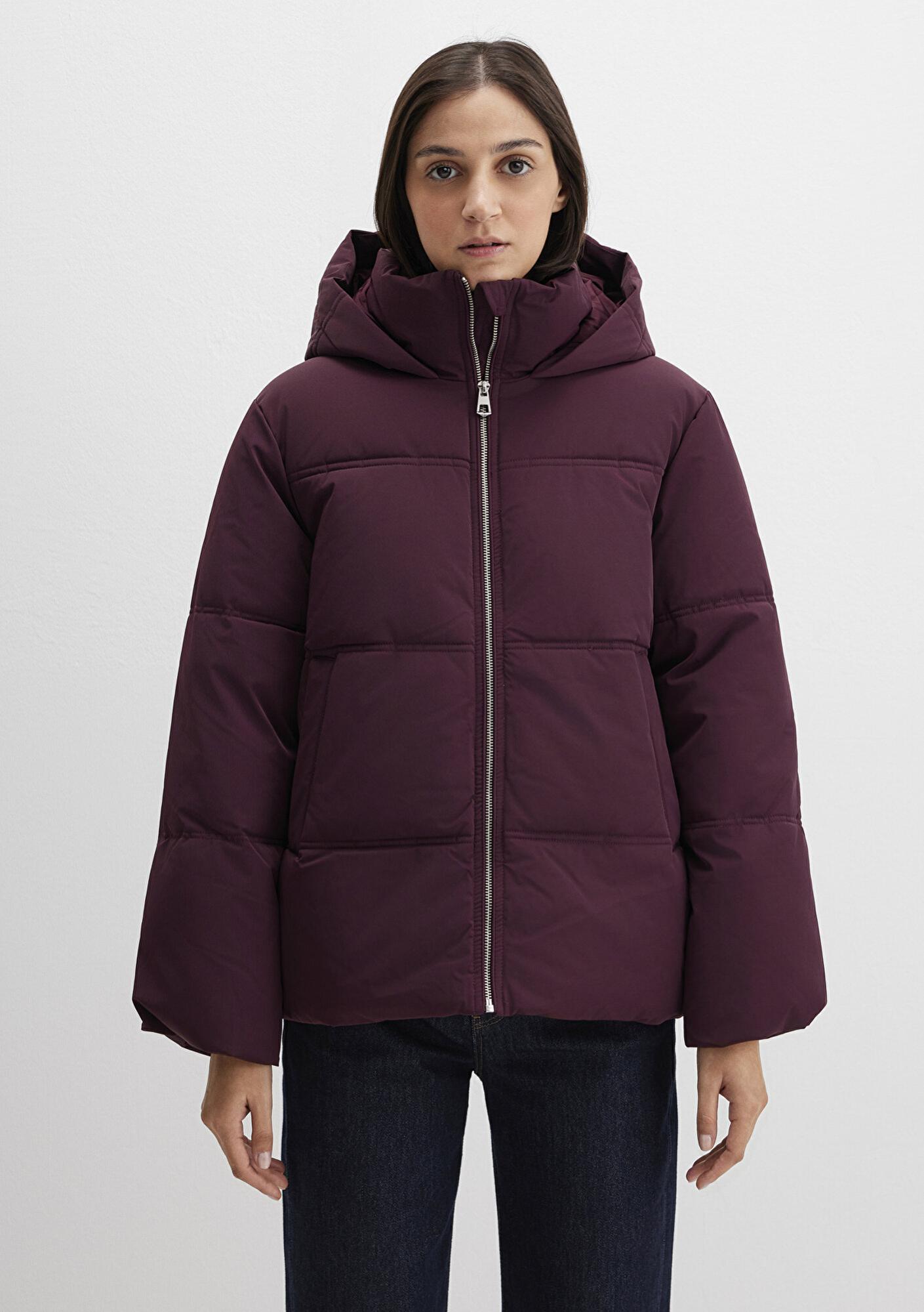 Mavi Su İtici Kapüşonlu Mor Şişme Mont 1110445-70434