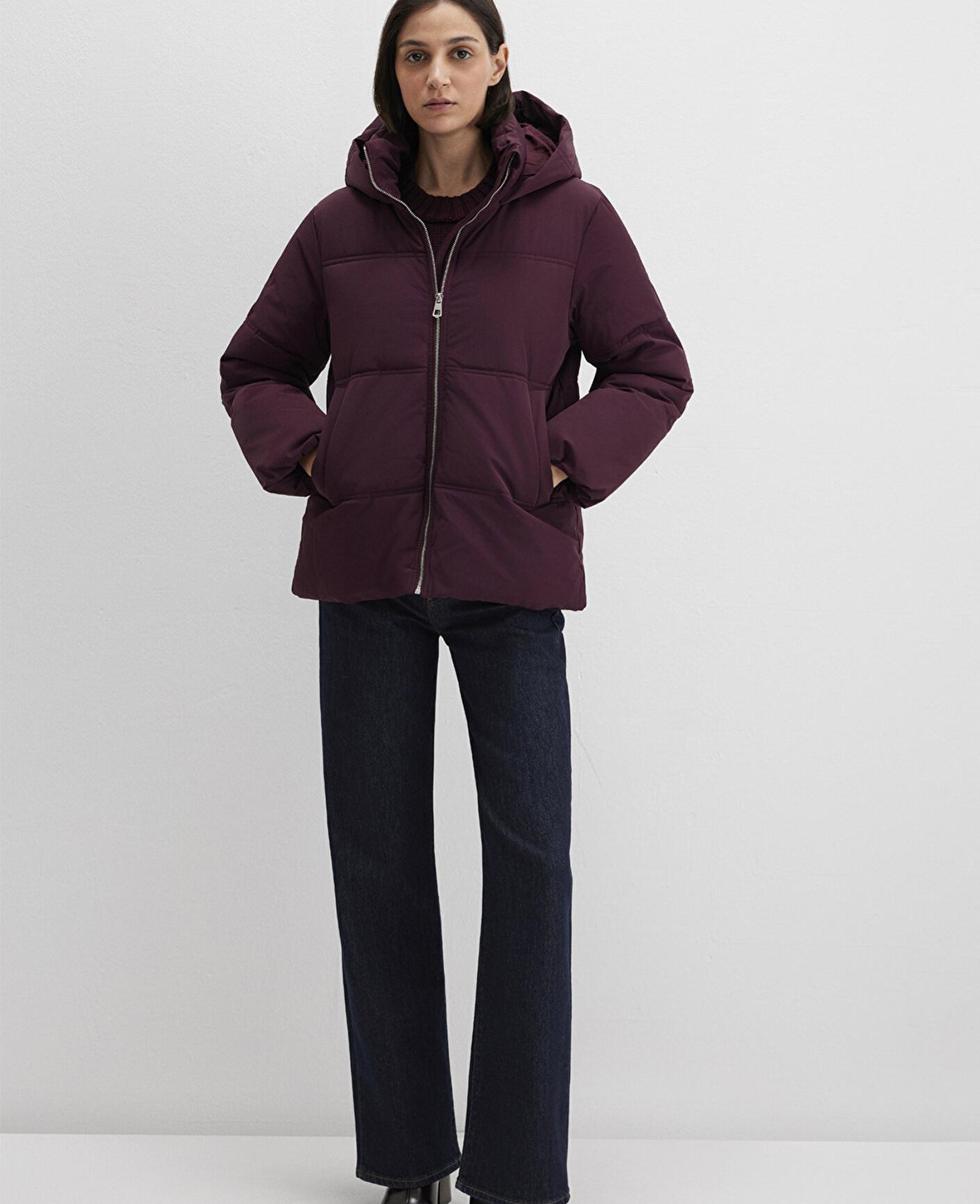 Mavi Su İtici Kapüşonlu Mor Şişme Mont 1110445-70434