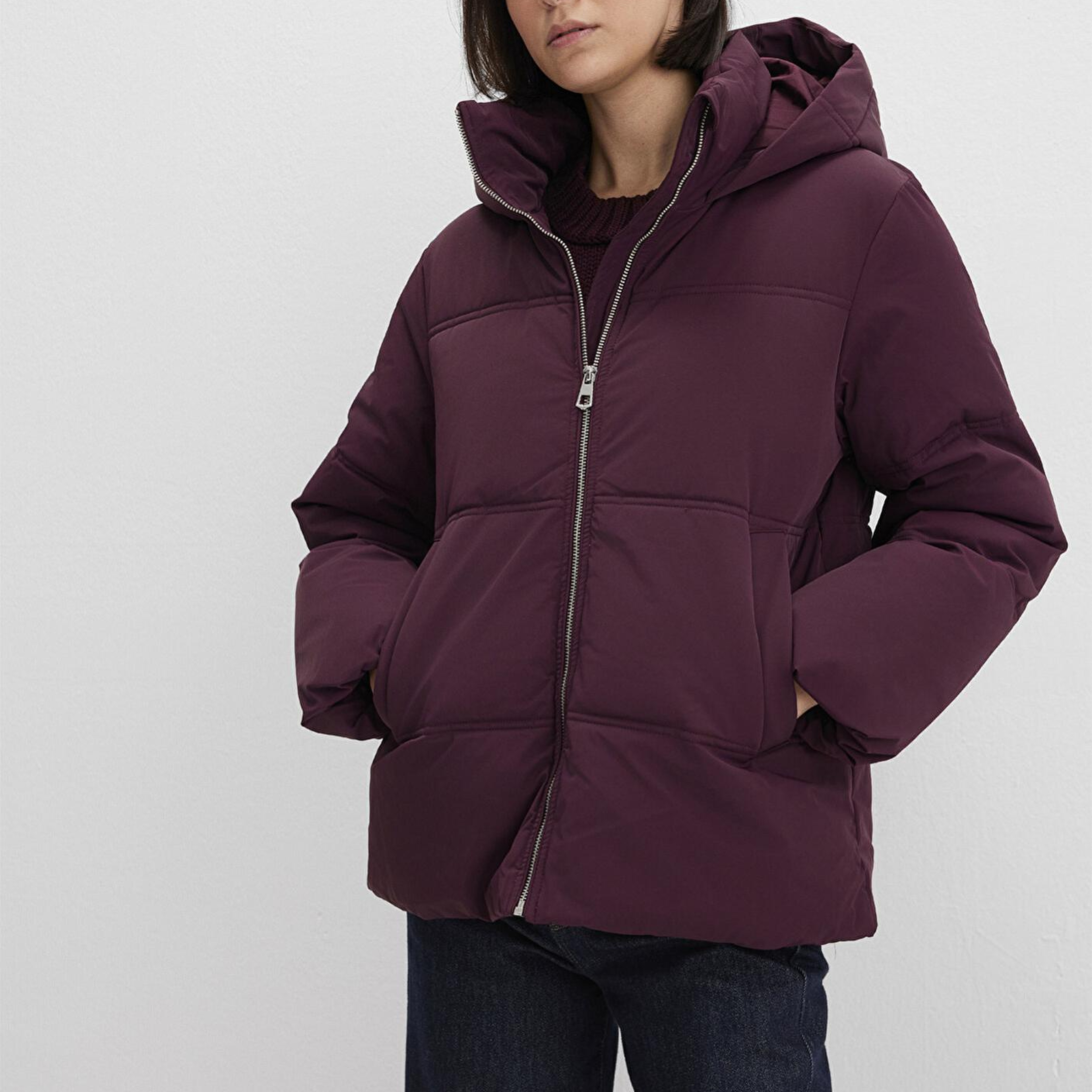 Mavi Su İtici Kapüşonlu Mor Şişme Mont 1110445-70434