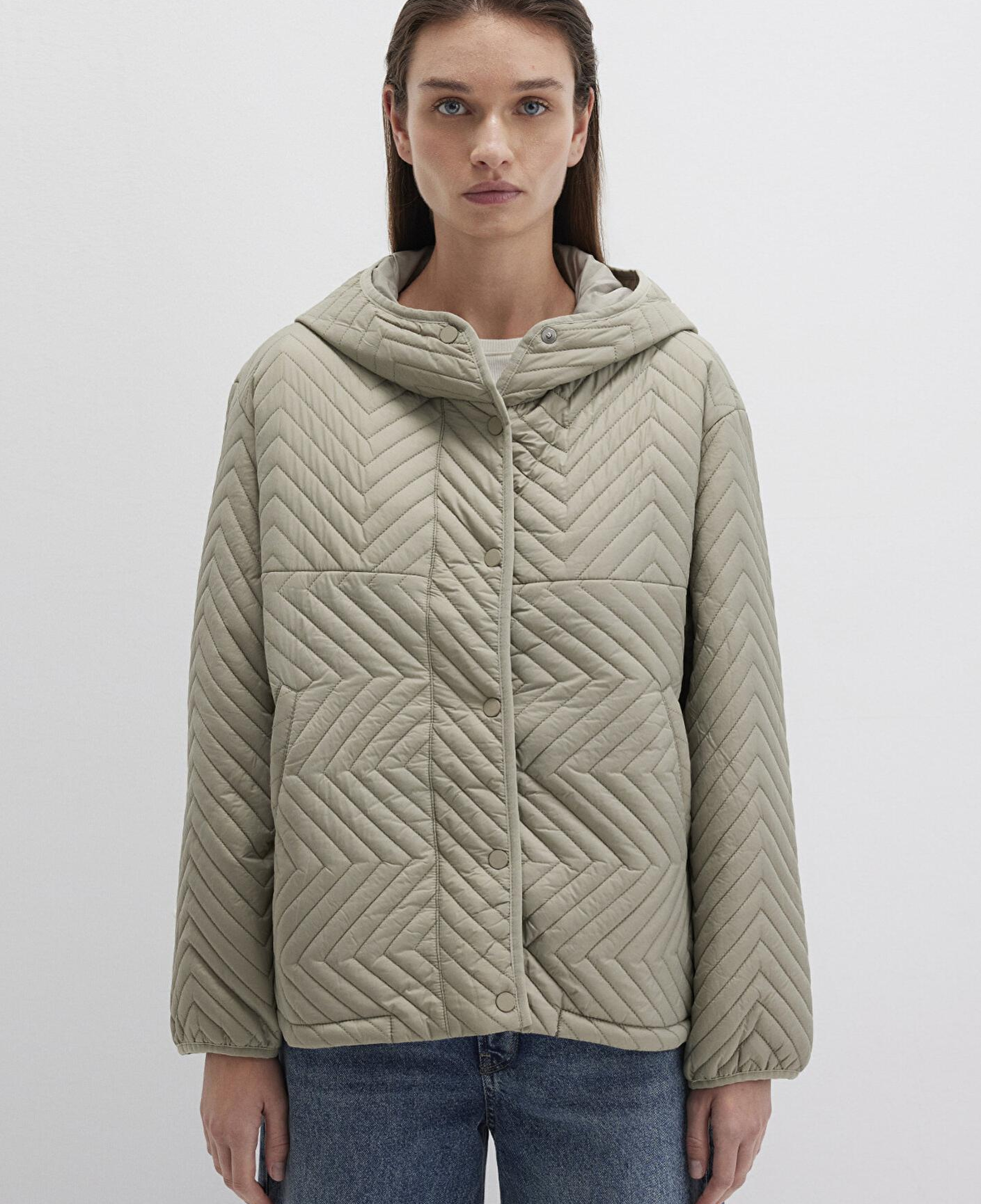 Mavi Kapüşonlu Kapitone Yeşil Ceket Loose Fit / Bol Rahat Kesim 1110460-70354