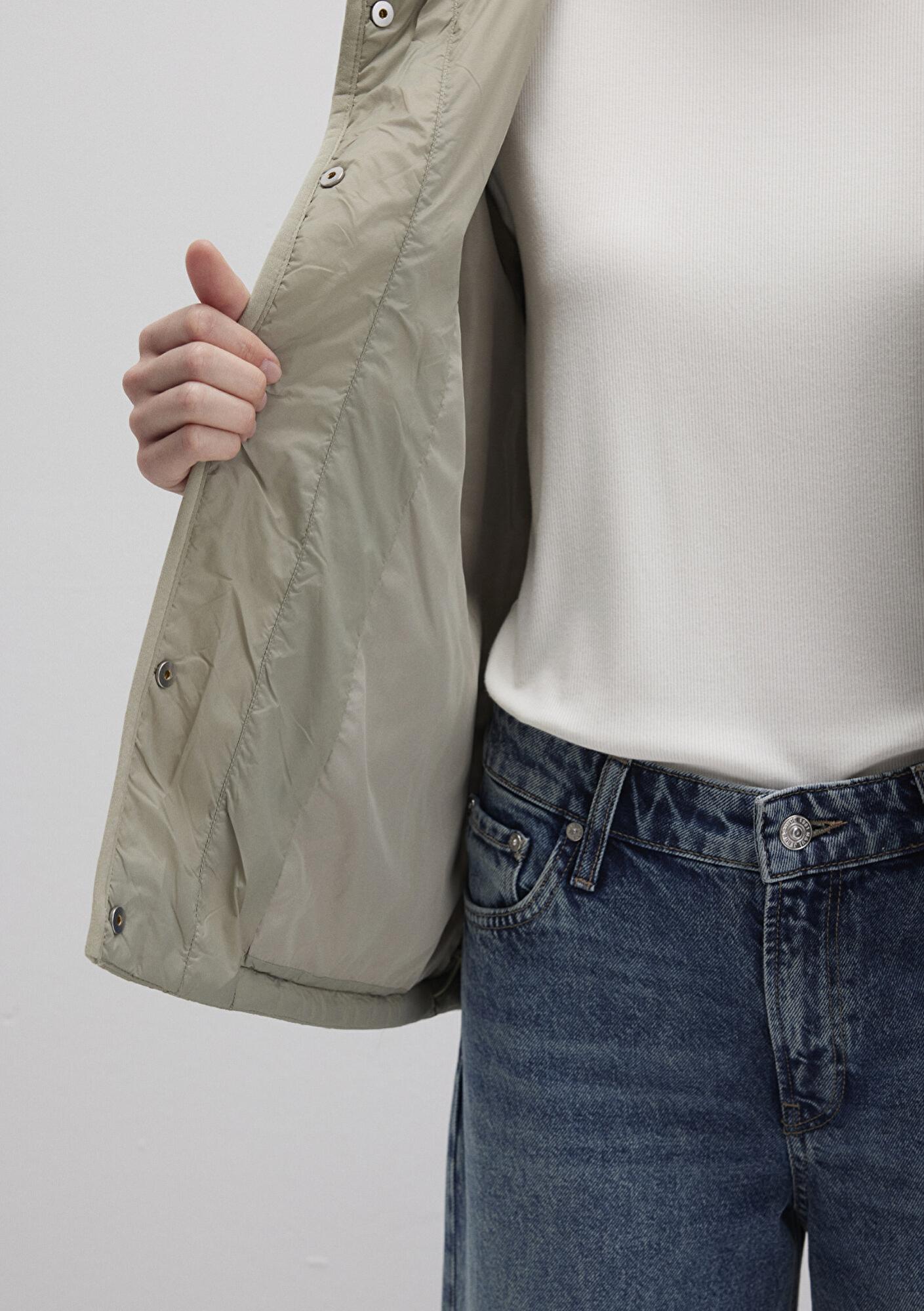 Mavi Kapüşonlu Kapitone Yeşil Ceket Loose Fit / Bol Rahat Kesim 1110460-70354