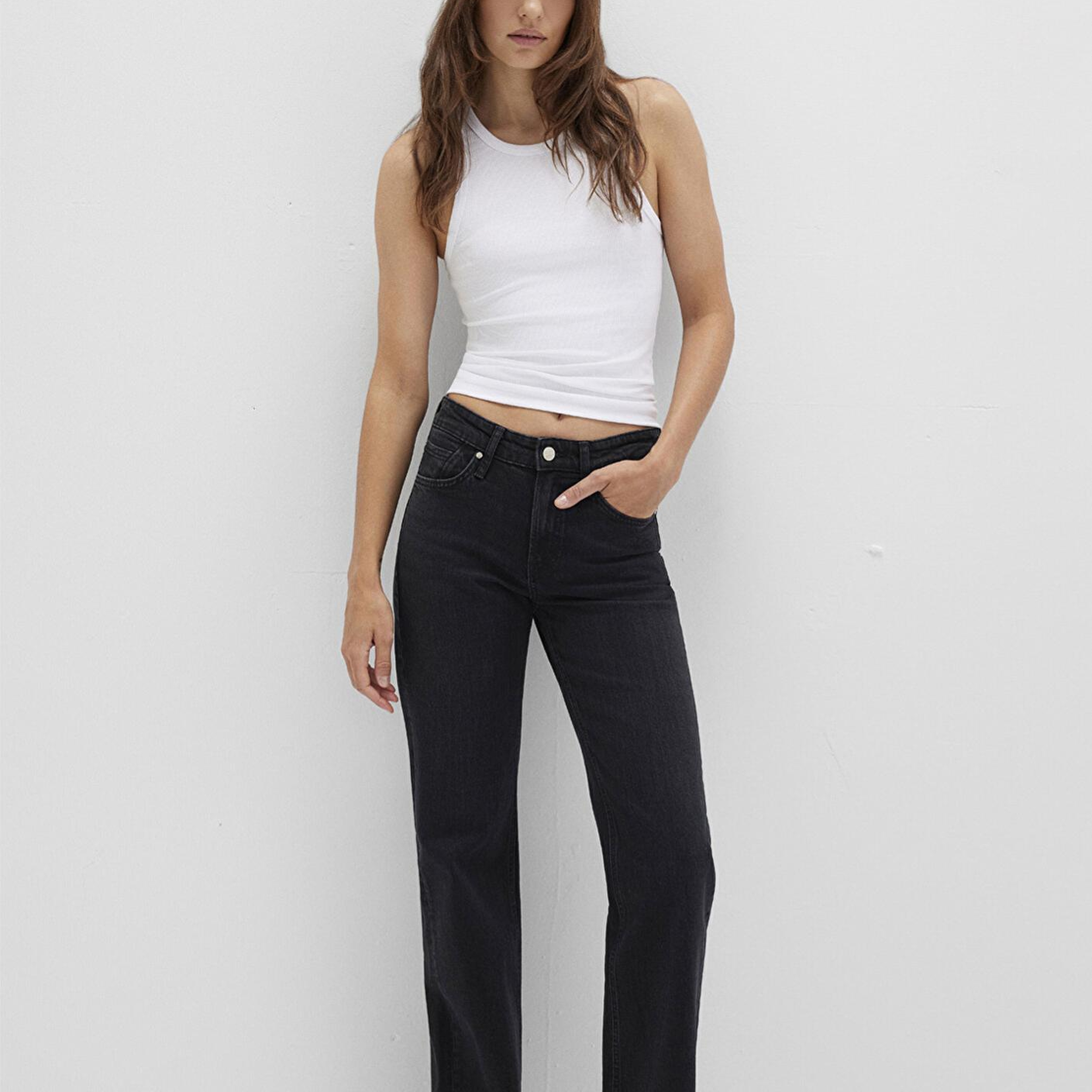 Mavi Halter Yaka Beyaz Basic Atlet Slim Fit / Dar Kesim 1612462-620