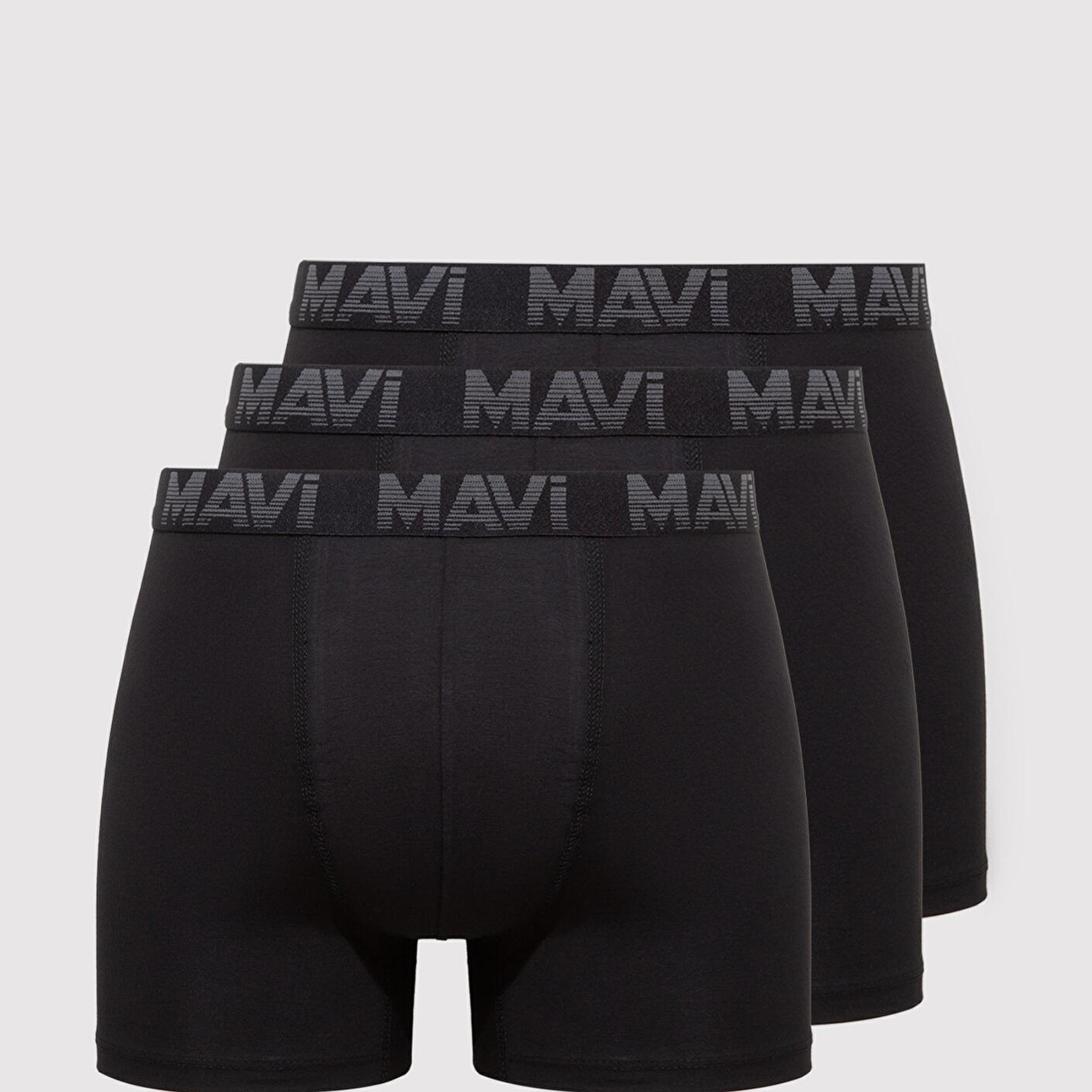 Mavi 3lü Siyah Basic Boxer 0911504-900