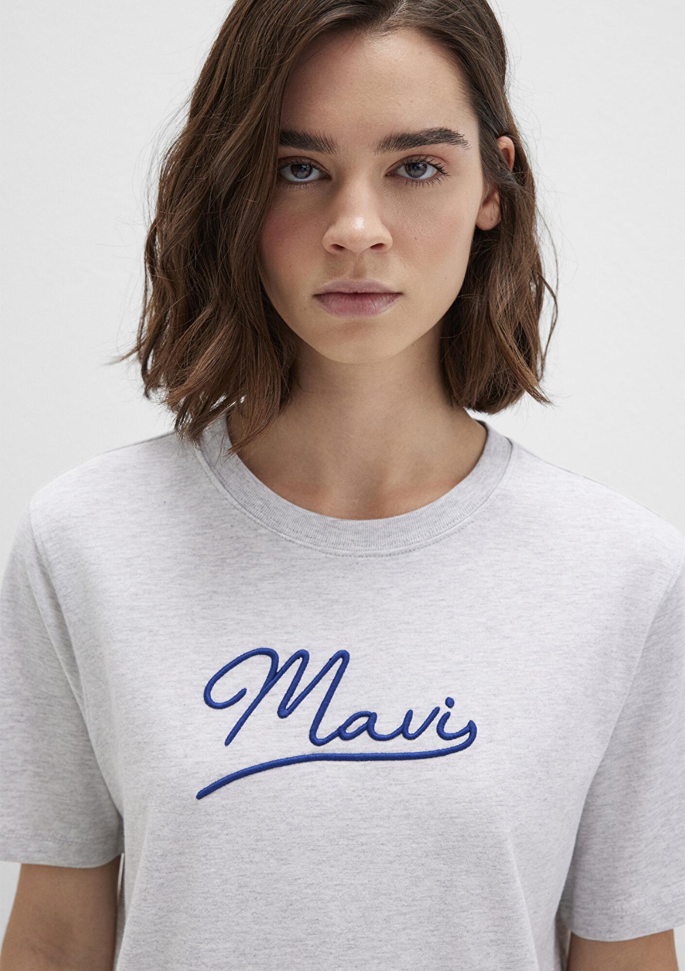 Mavi Mavi Nakışlı Gri Tişört Regular Fit / Normal Kesim 1612421-87033