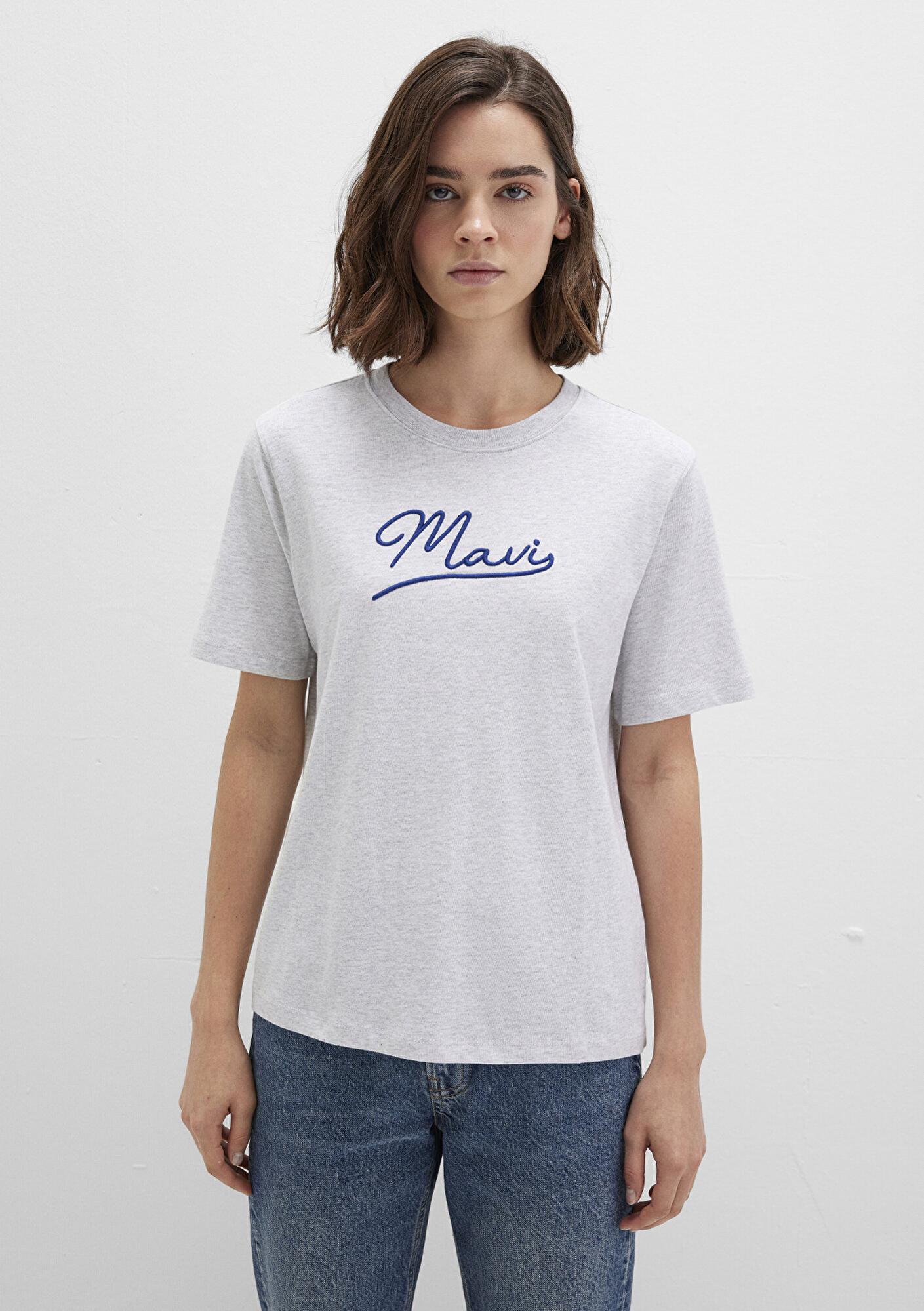 Mavi Mavi Nakışlı Gri Tişört Regular Fit / Normal Kesim 1612421-87033