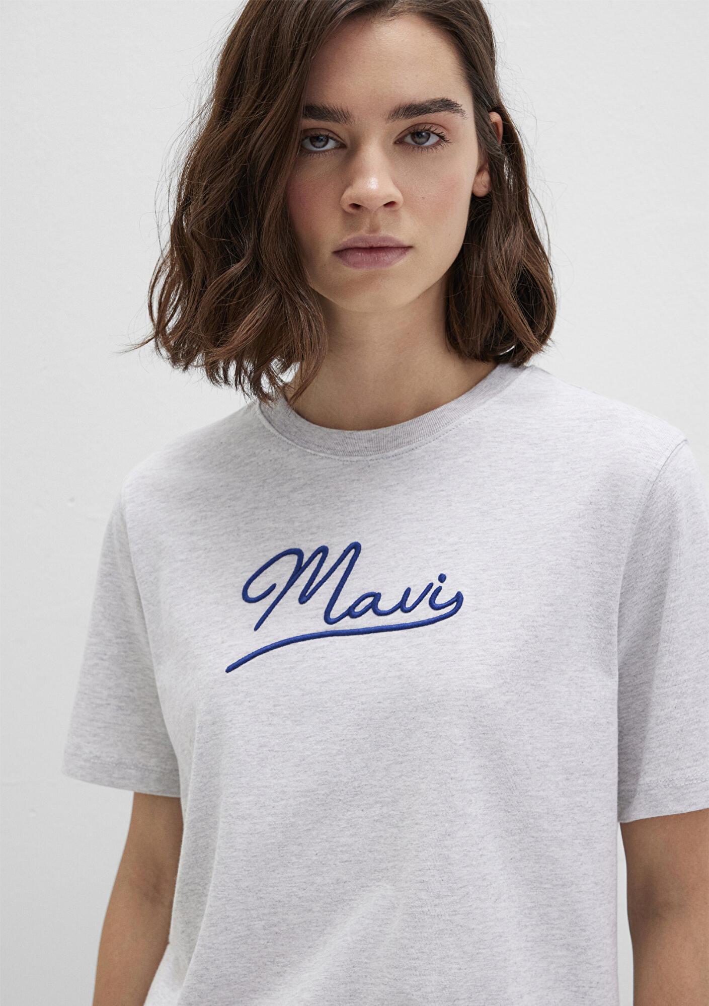 Mavi Mavi Nakışlı Gri Tişört Regular Fit / Normal Kesim 1612421-87033