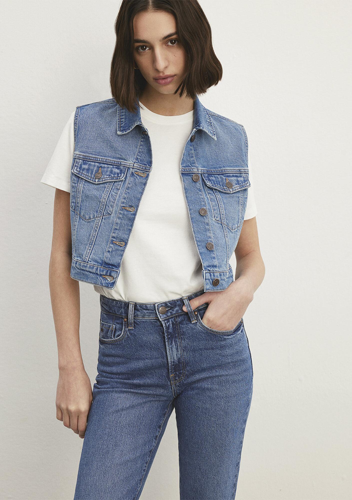 Mavi Rona Classic Denim Indigo Mavisi Jean Yelek Crop / Kısa Kesim 1110450-86815