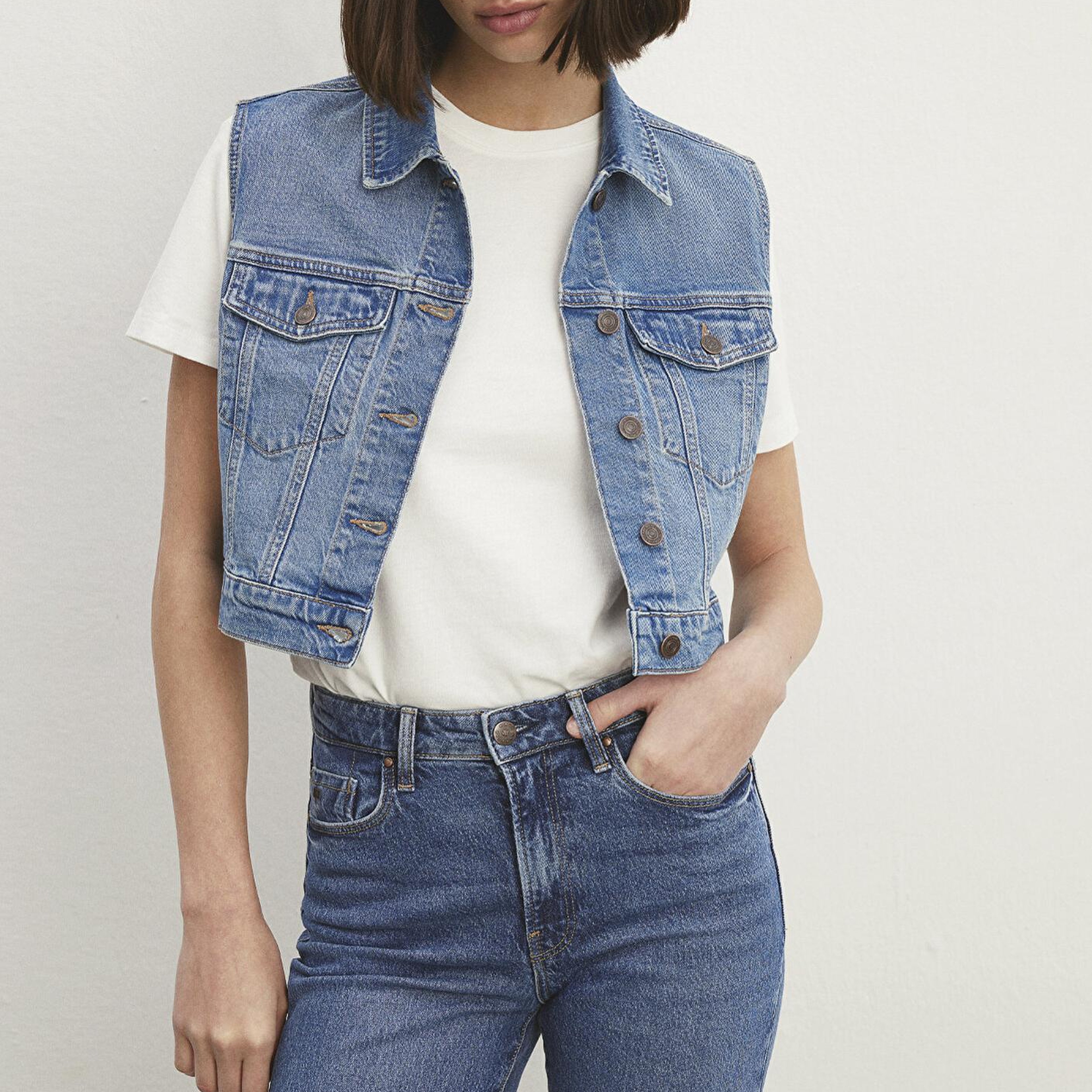 Mavi Rona Classic Denim Indigo Mavisi Jean Yelek Crop / Kısa Kesim 1110450-86815