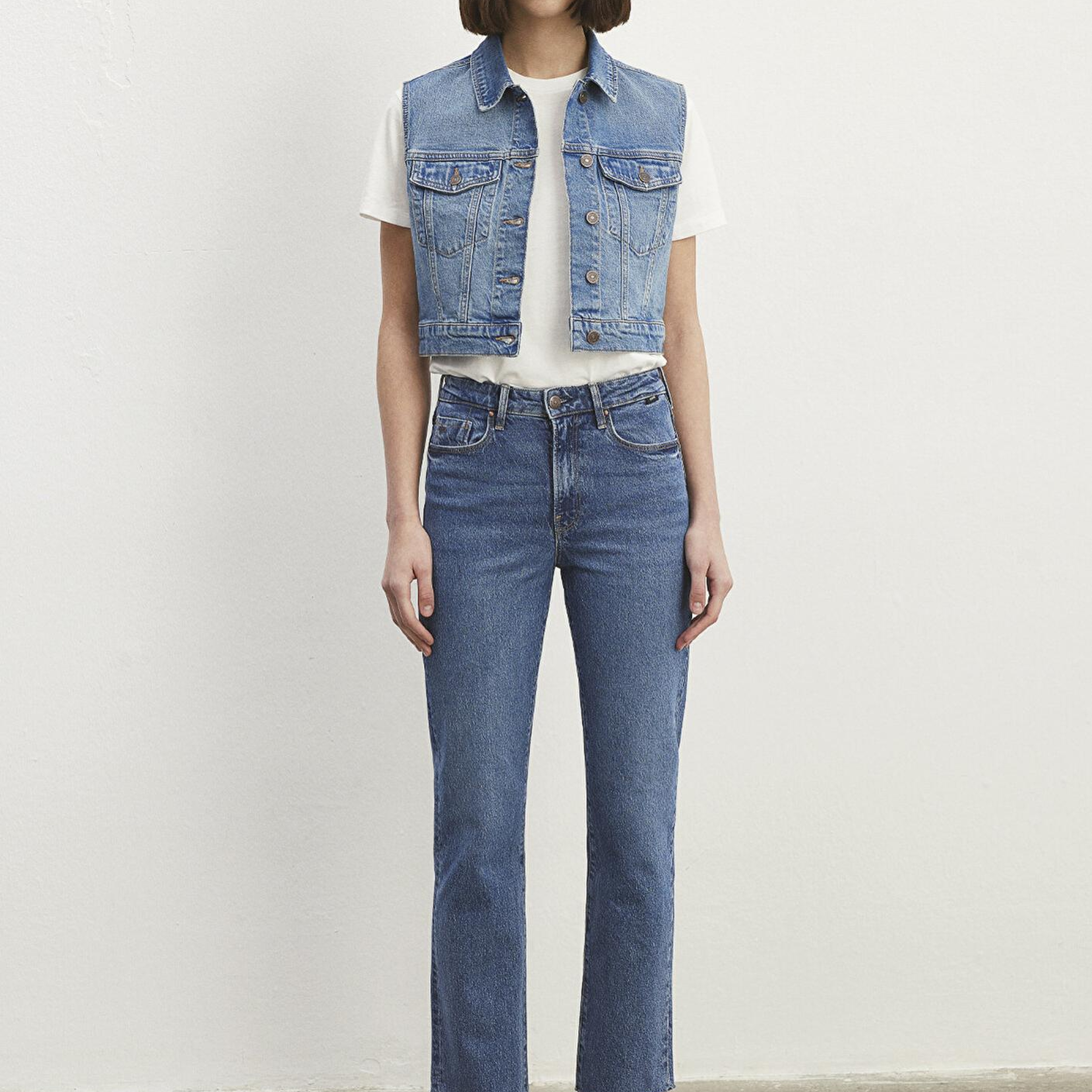 Mavi Rona Classic Denim Indigo Mavisi Jean Yelek Crop / Kısa Kesim 1110450-86815