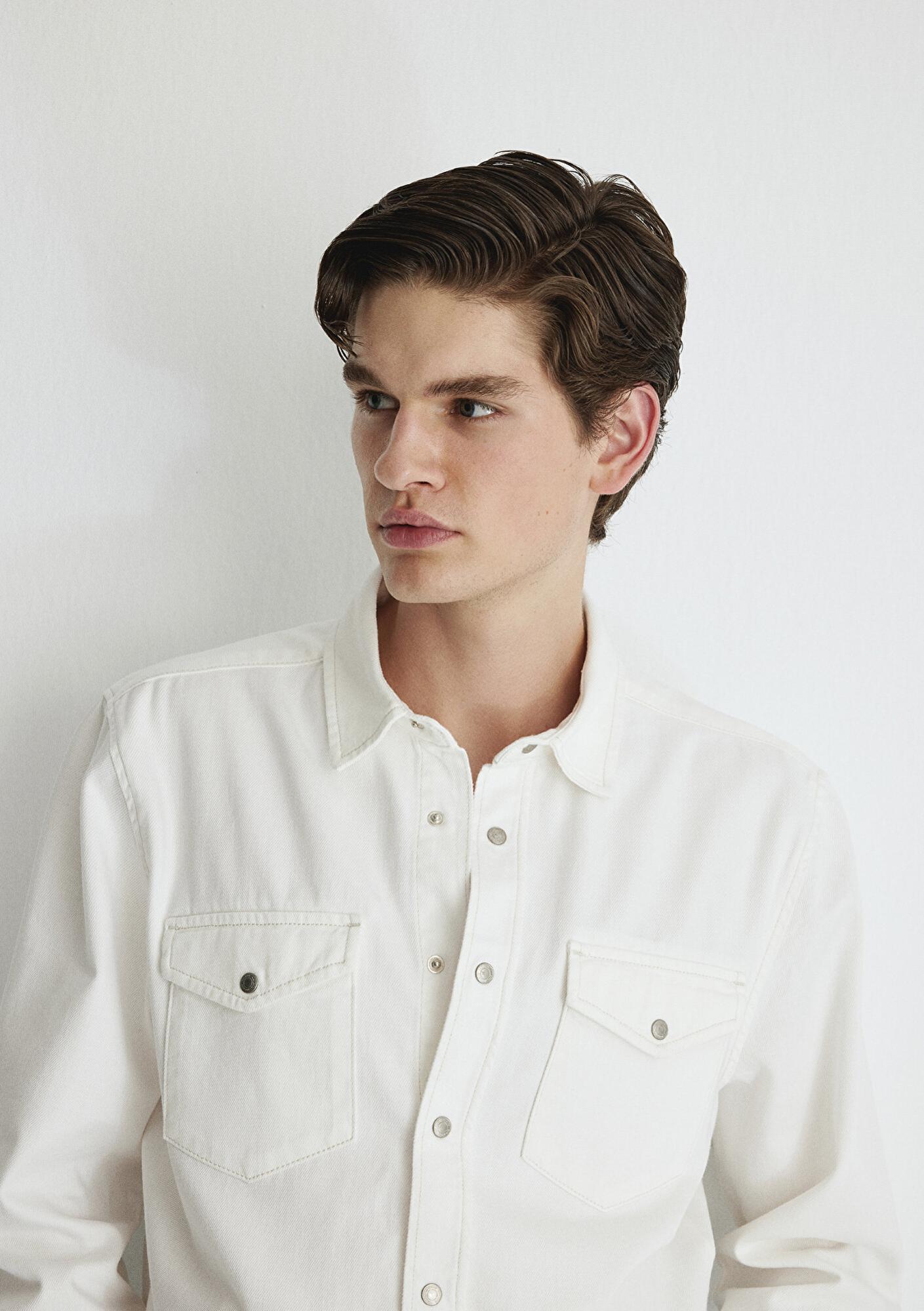 Mavi Ted Ekru Jean Gömlek Slim Fit / Dar Kesim 0210909-86620