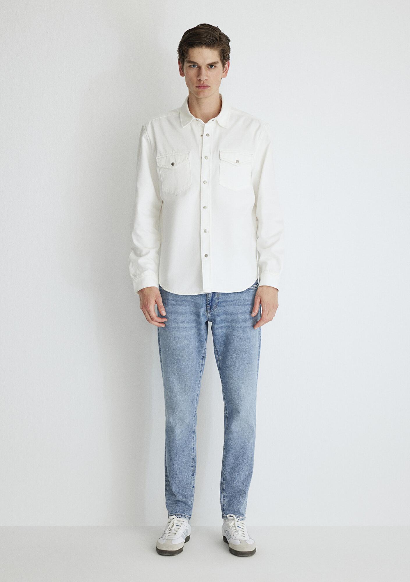 Mavi Ted Ekru Jean Gömlek Slim Fit / Dar Kesim 0210909-86620