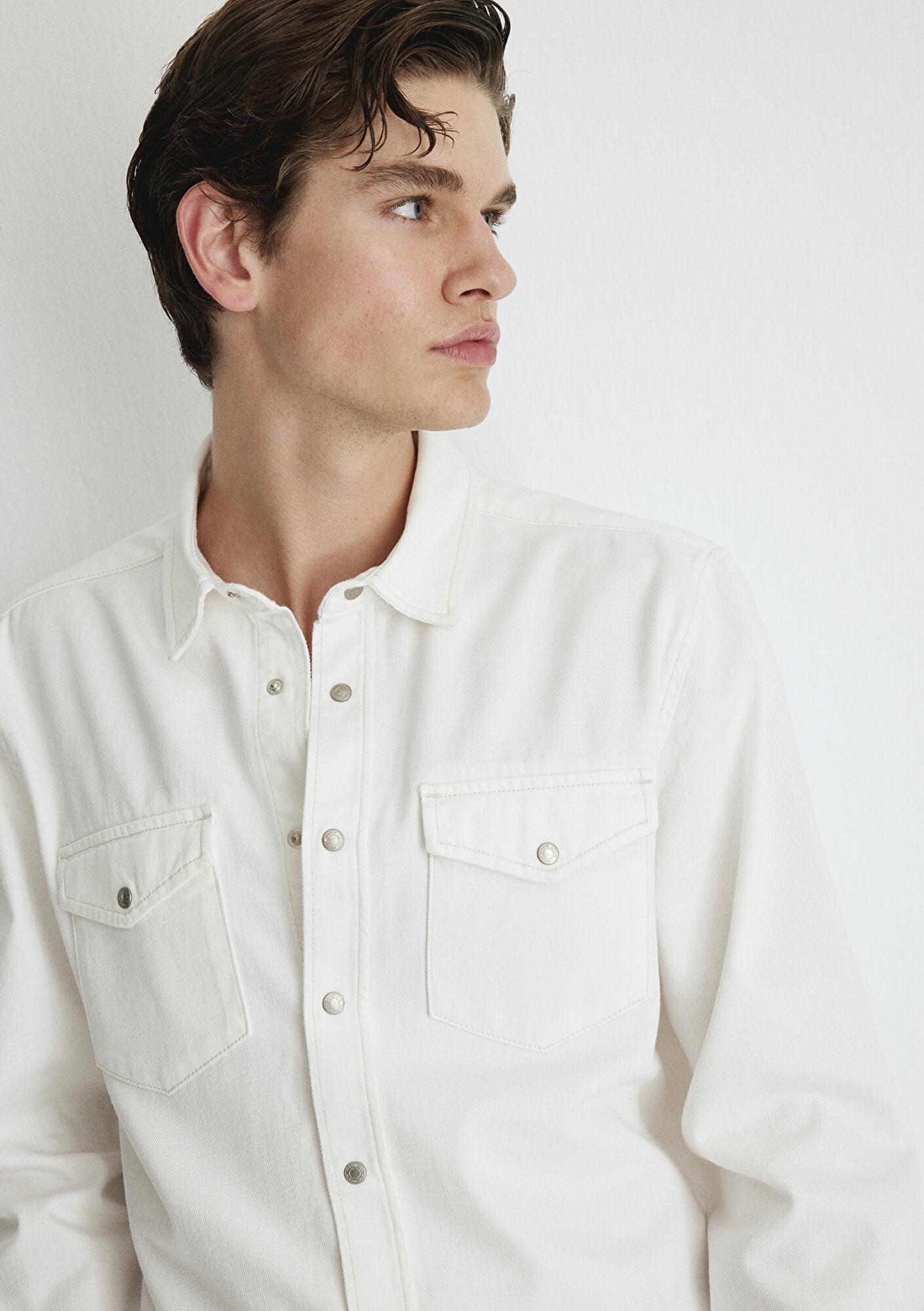 Mavi Ted Ekru Jean Gömlek Slim Fit / Dar Kesim 0210909-86620