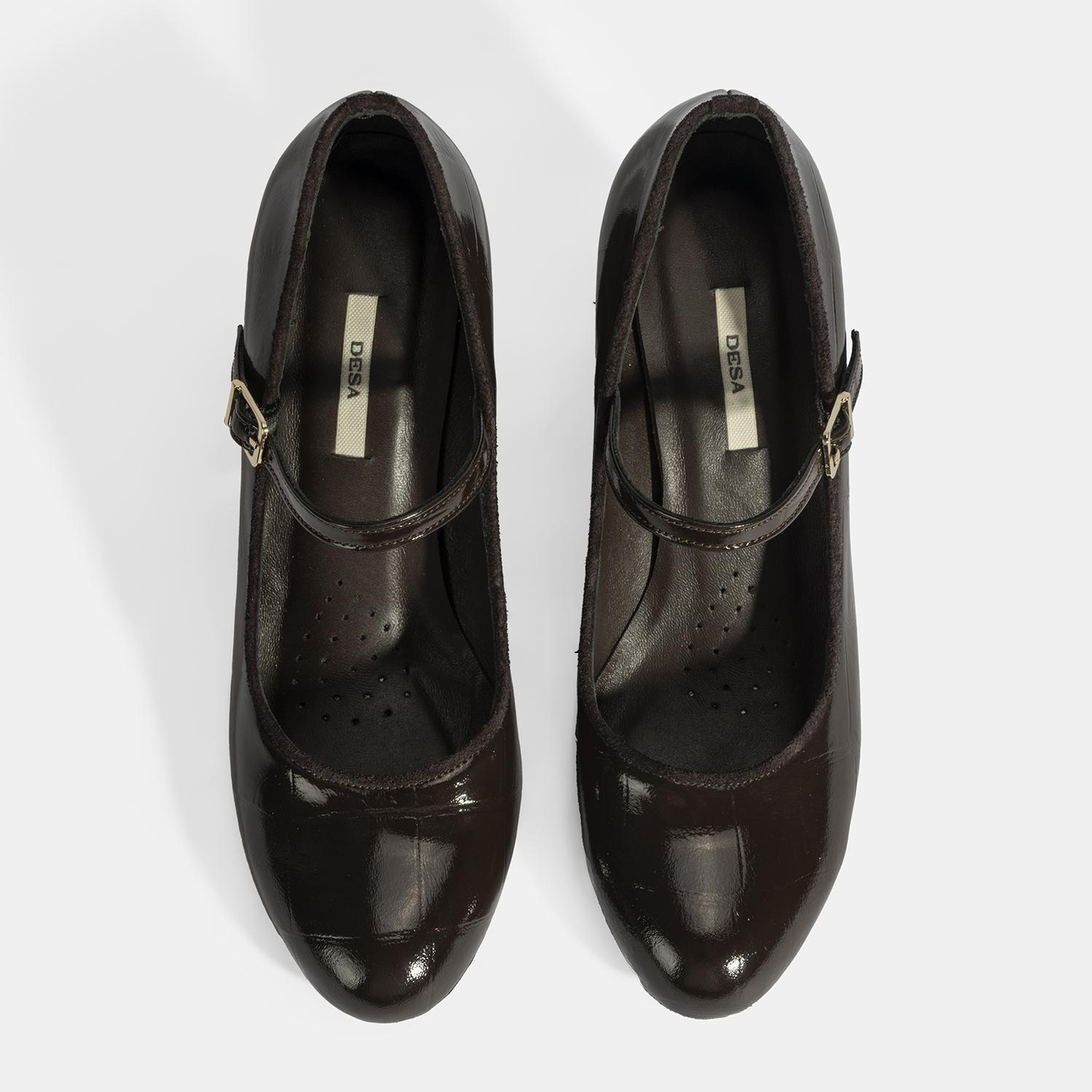 Kadın Kahve Ayarlanabilir Metal Tokalı Mary Jane Topuklu Ayakkabı