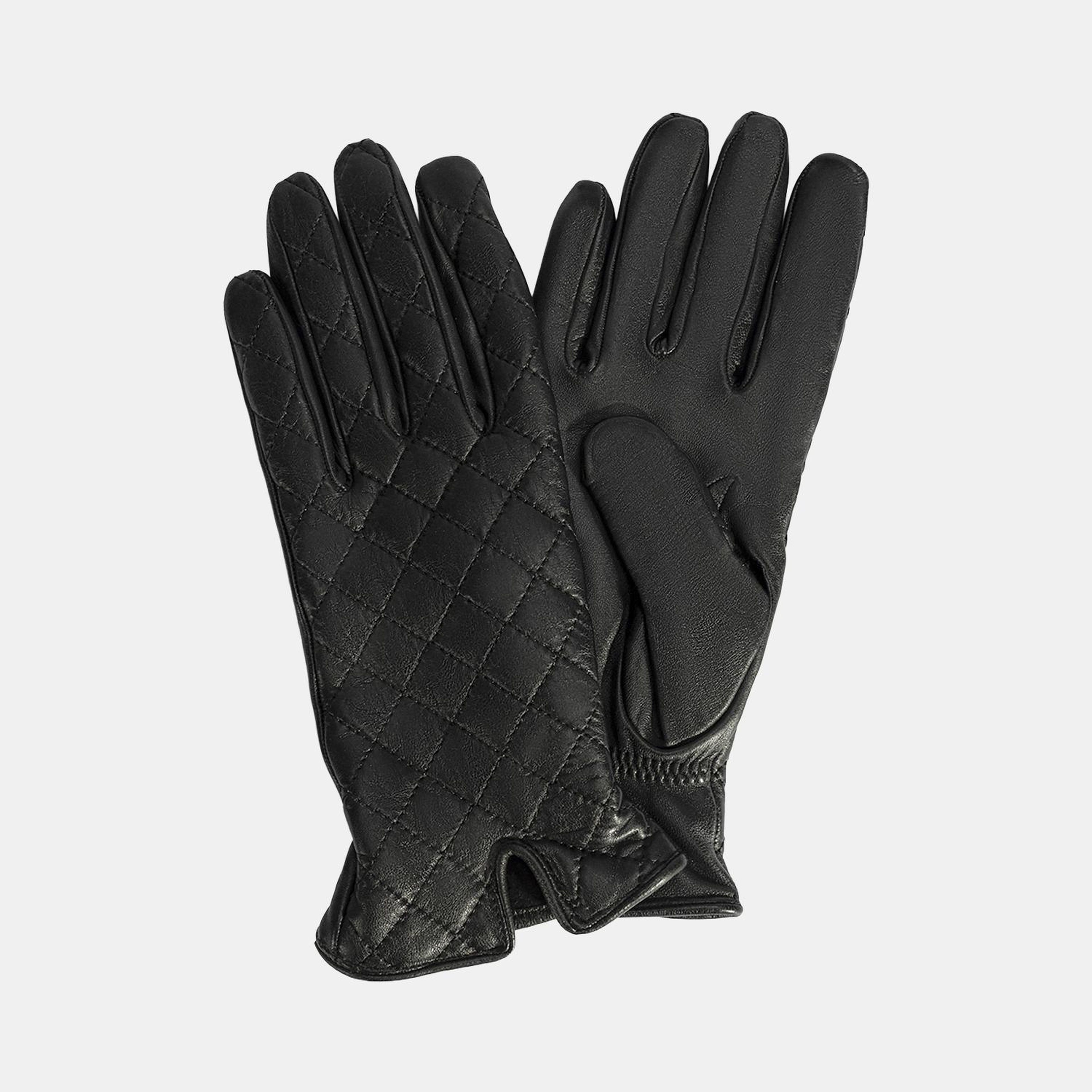 Siyah Kadın Kapitone Deri Eldiven