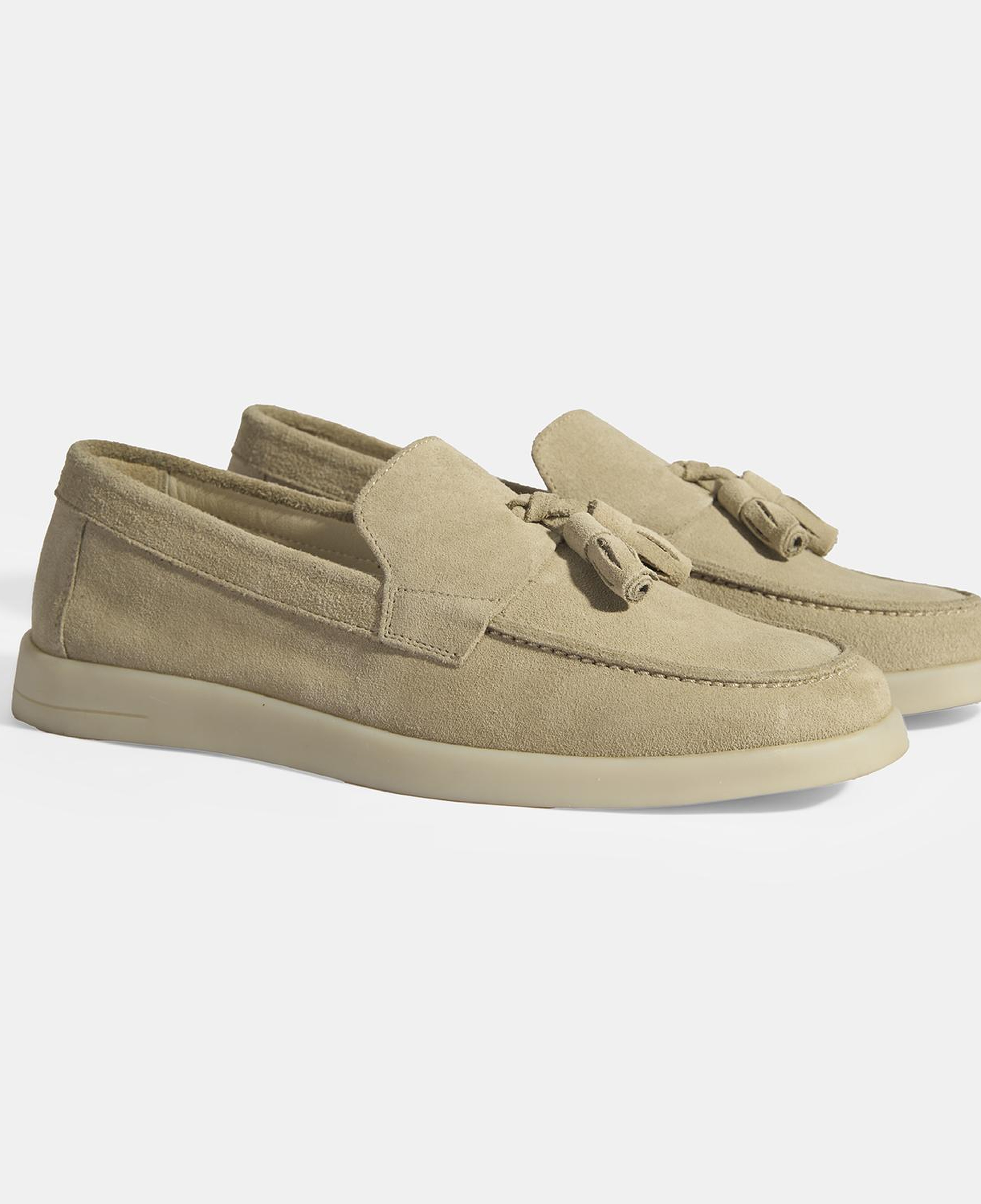 Bej Erkek Süet Püsküllü Loafer