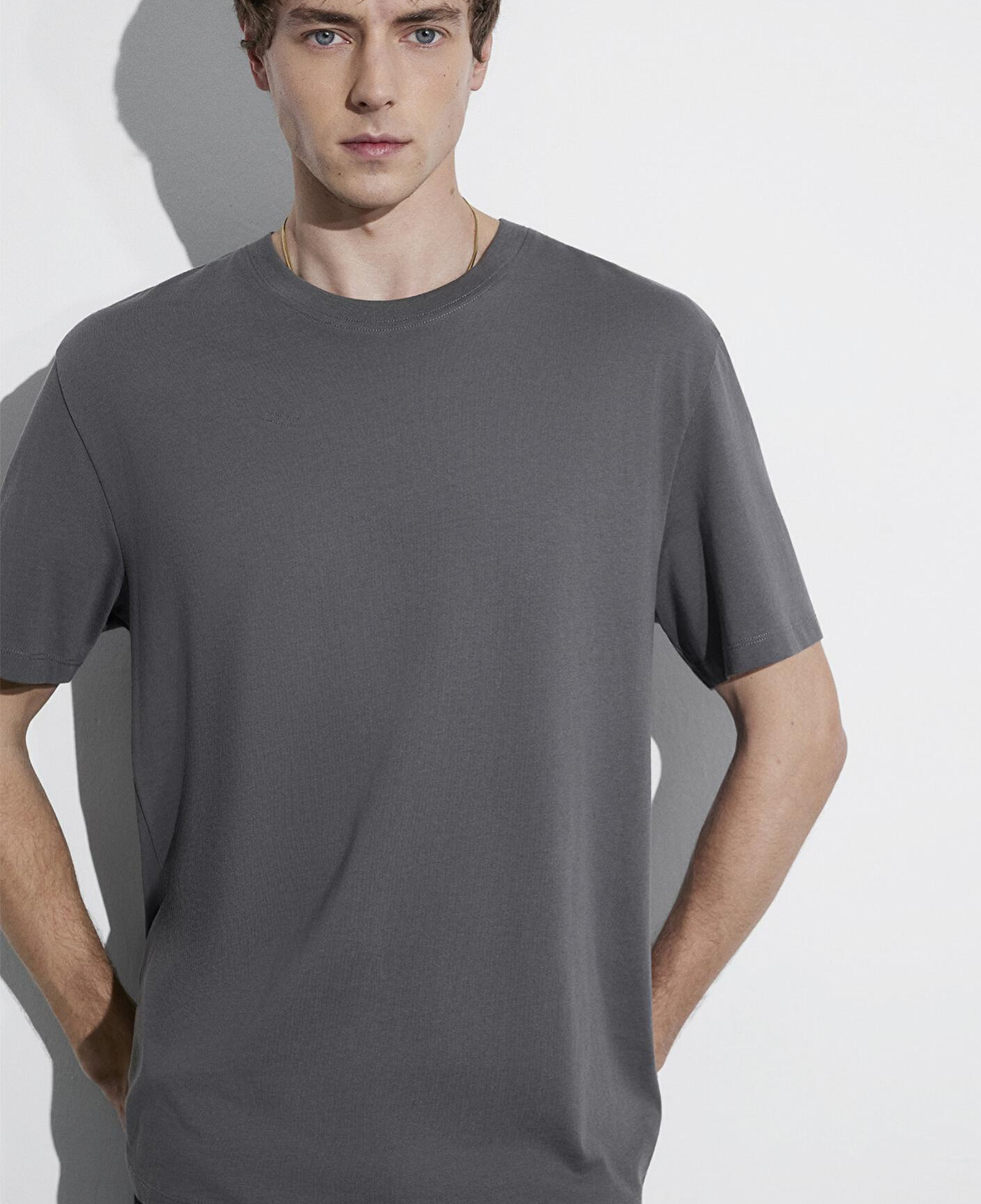 Mavi Antrasit Basic Tişört Loose Fit / Bol Rahat Kesim 066249-86569