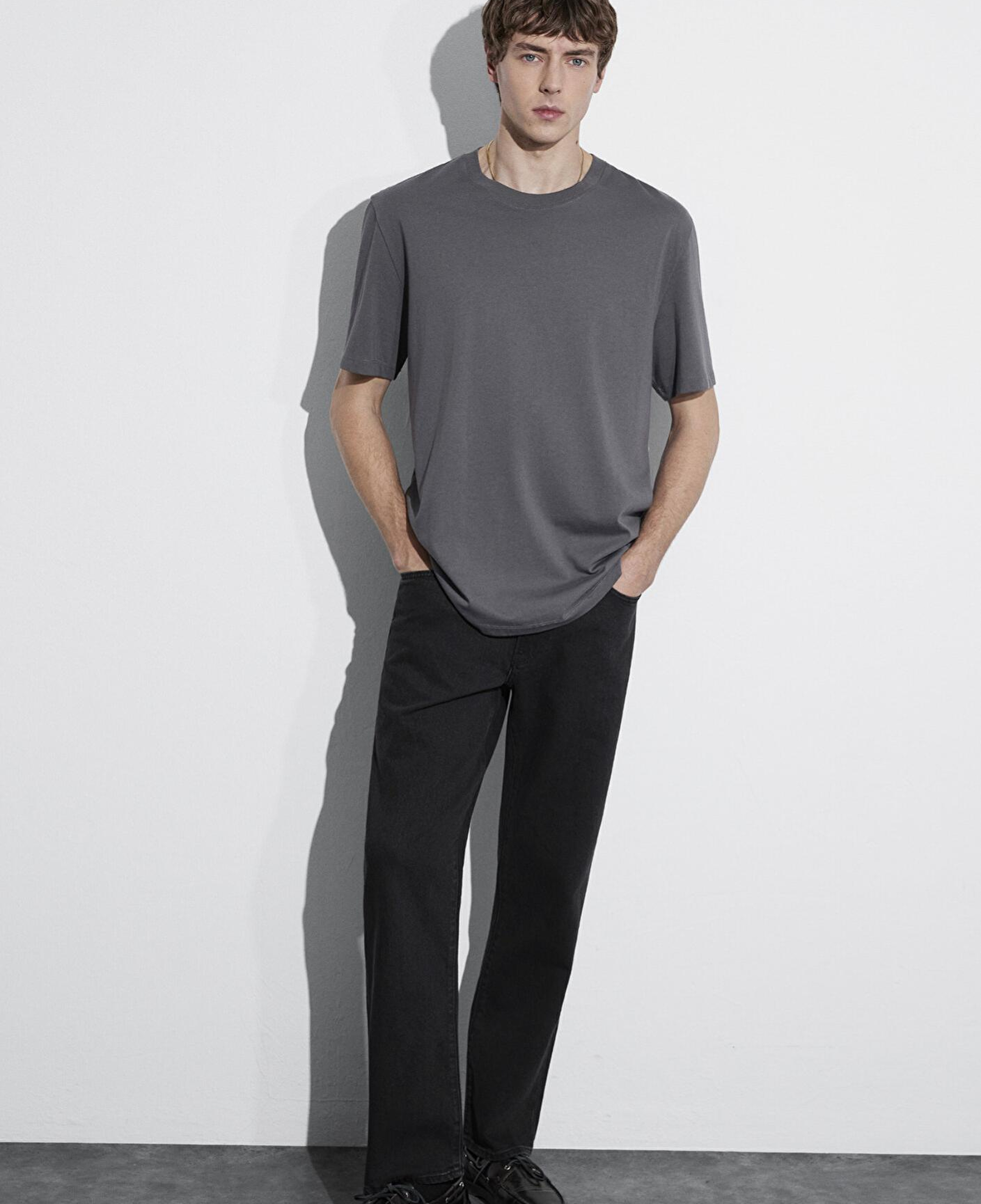 Mavi Antrasit Basic Tişört Loose Fit / Bol Rahat Kesim 066249-86569