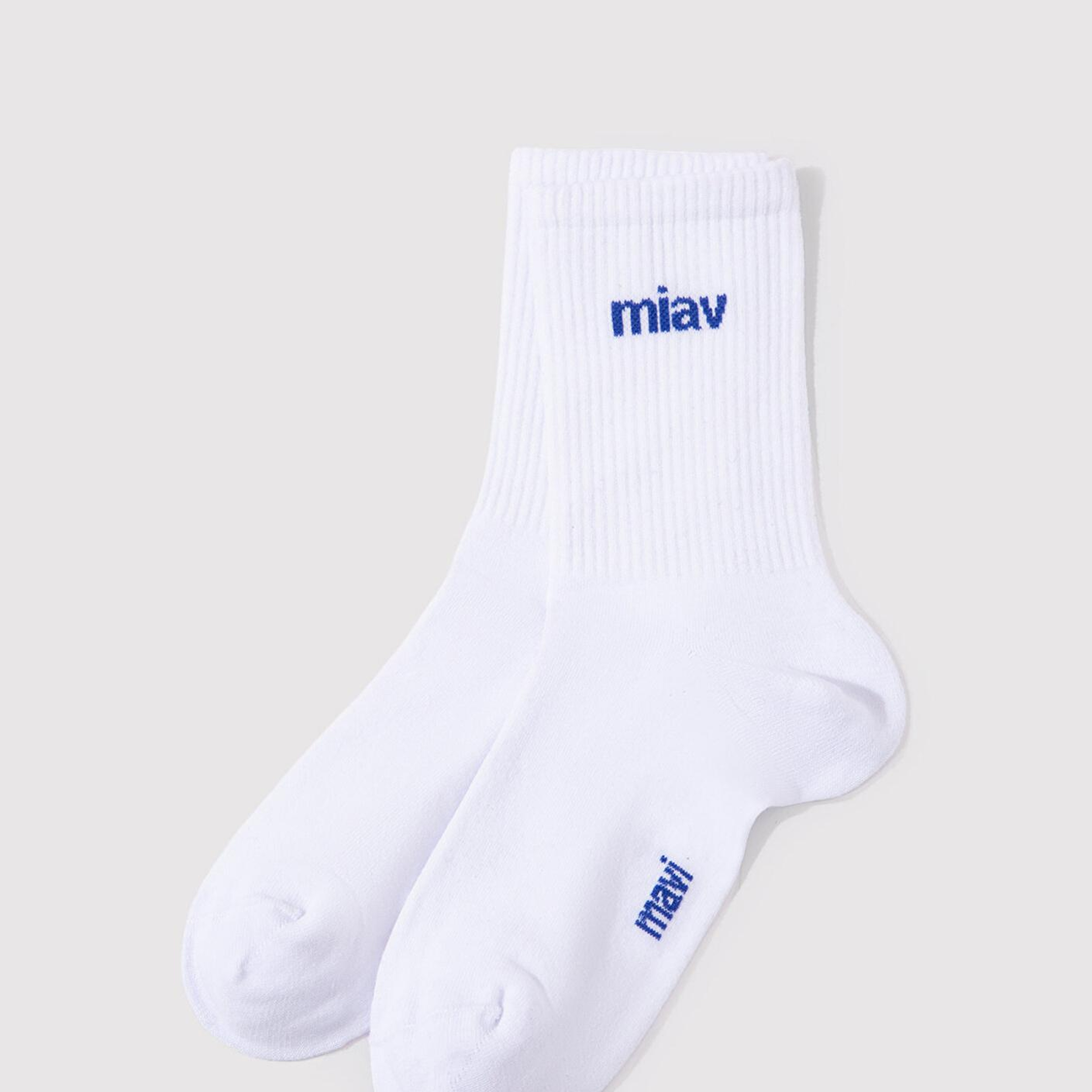 Mavi Miav Baskılı Beyaz Soket Çorap 1912598-620
