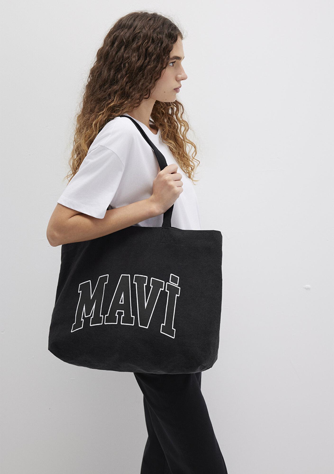 Mavi Mavi Logo Baskılı Siyah Denim Çanta 1912566-900