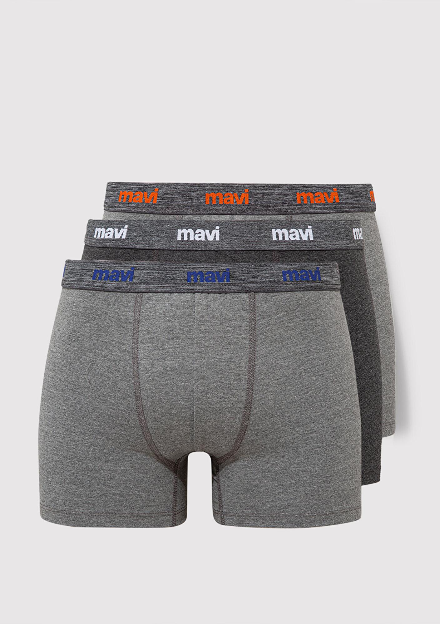 Mavi 3lü Gri Basic Boxer 0911407-23854