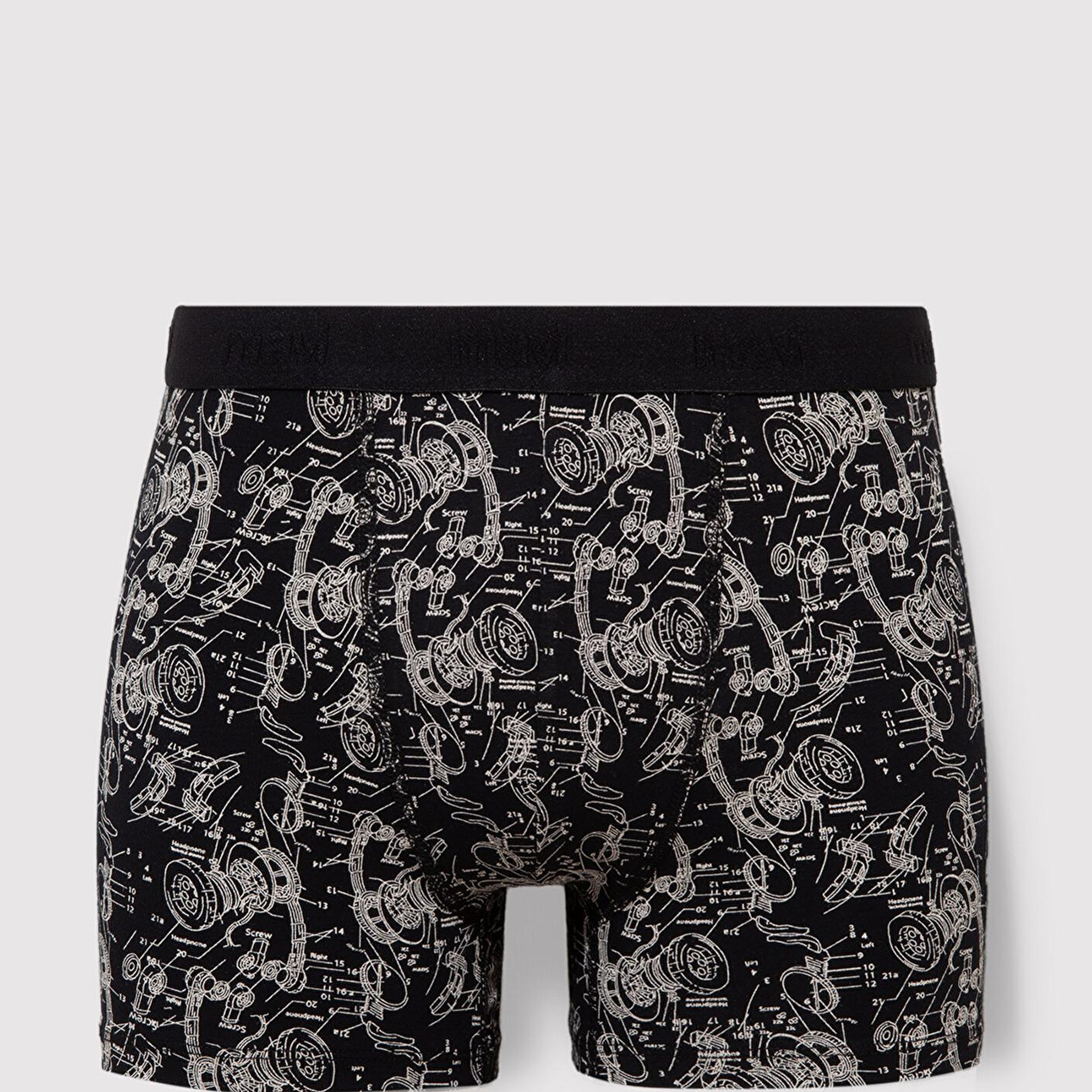 Mavi 3lü Baskılı Siyah Boxer 0911420-900