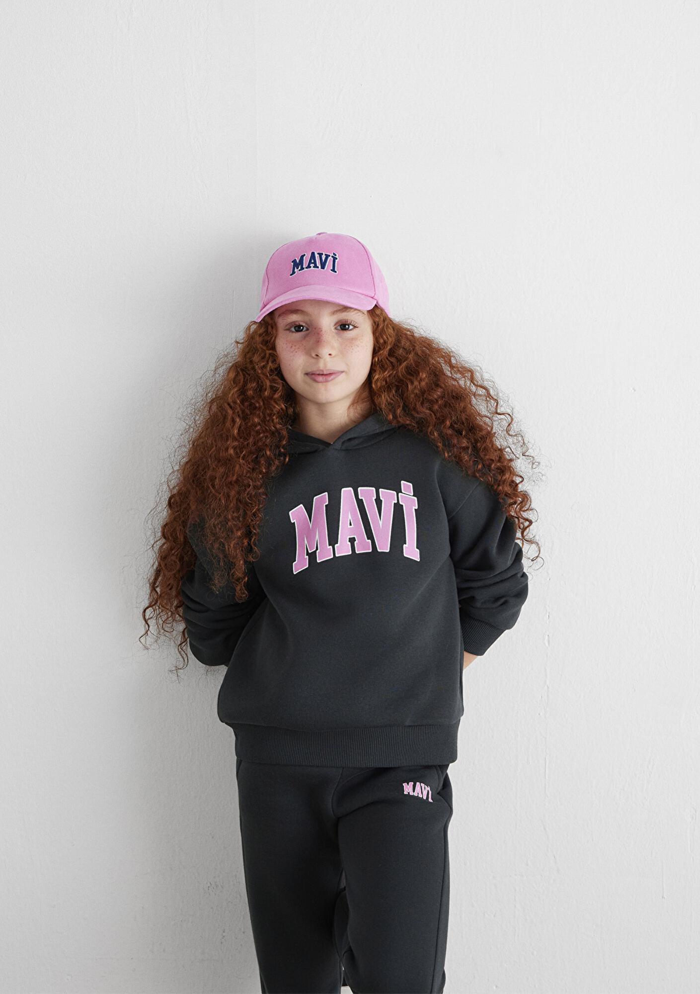 Mavi Mavi Logo Baskılı Kapüşonlu Antrasit Sweatshirt 7610035-70087