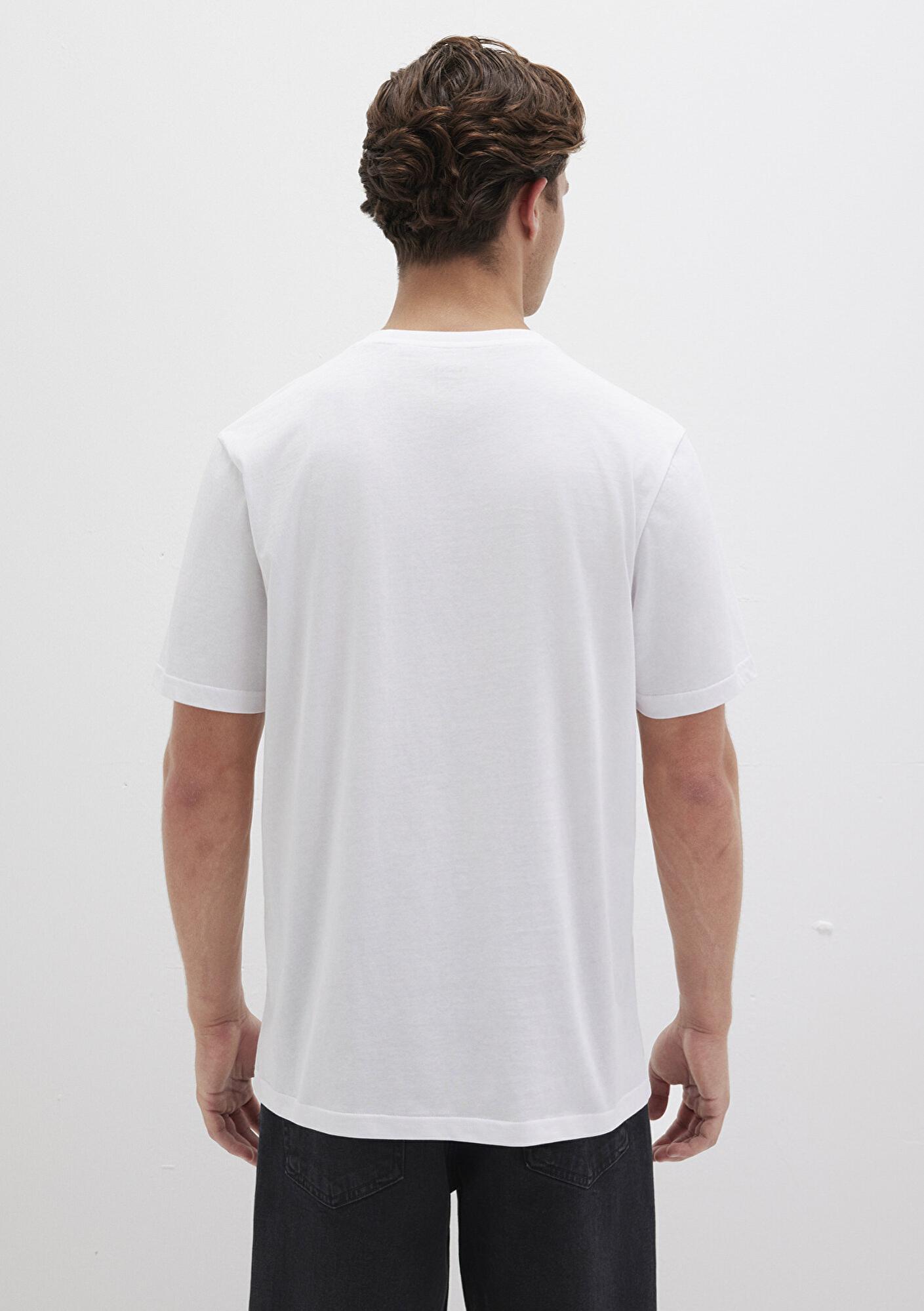 Mavi Siyah Miav Baskılı Beyaz Tişört Regular Fit / Normal Kesim 067153-602