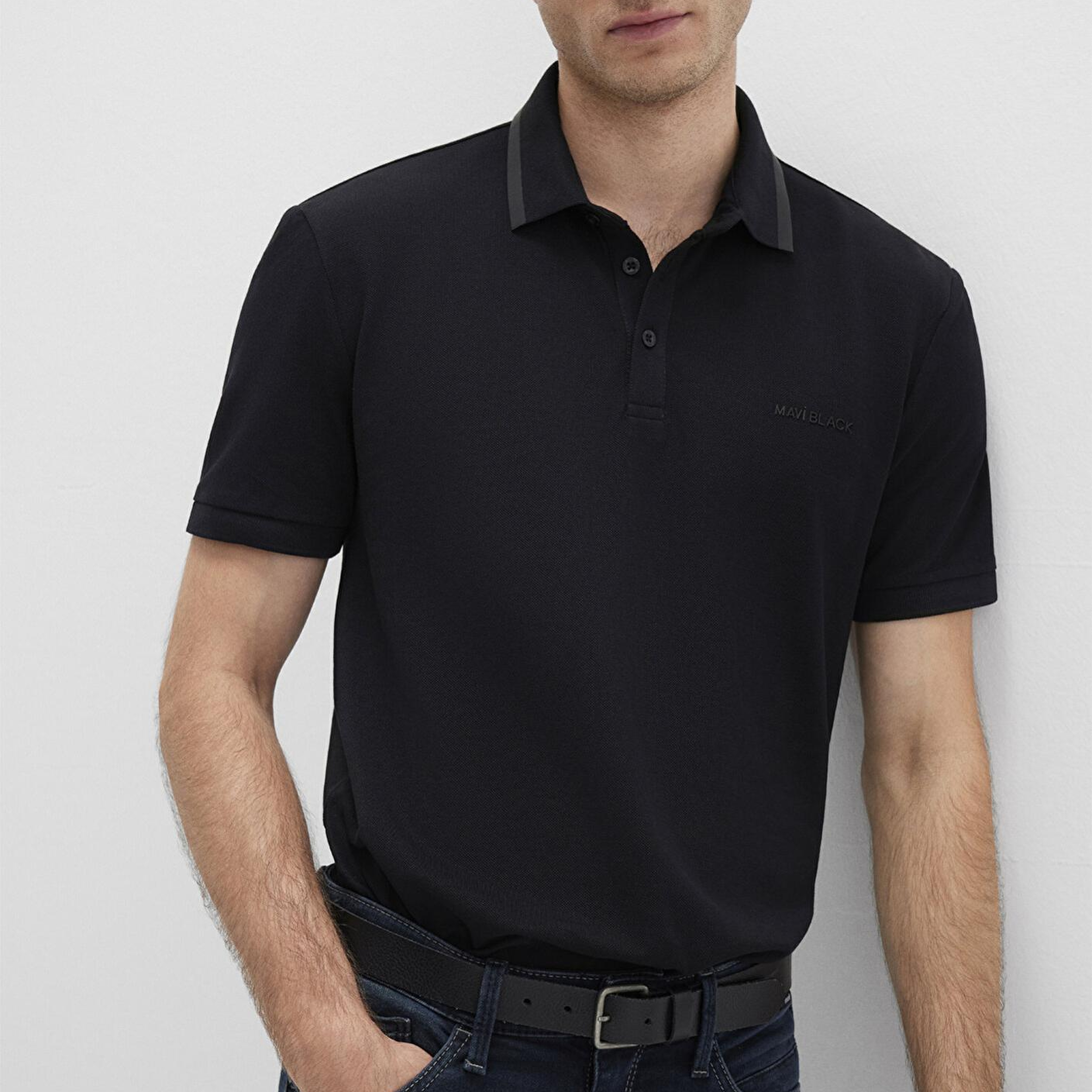 Mavi Siyah Polo Tişört Slim Fit / Dar Kesim 0611829-900