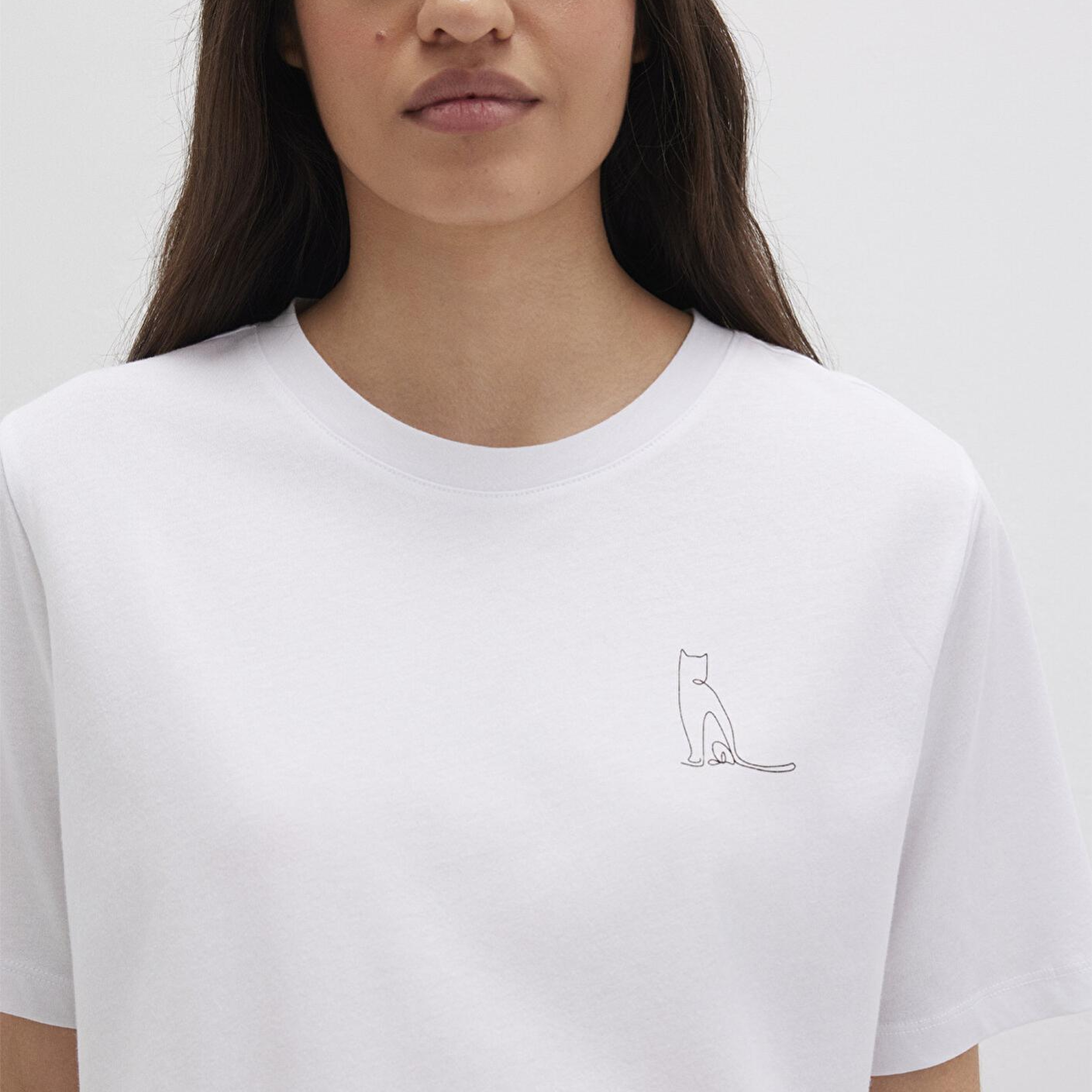 Mavi Kedi Baskılı Beyaz Tişört Regular Fit / Normal Kesim 1612298-620