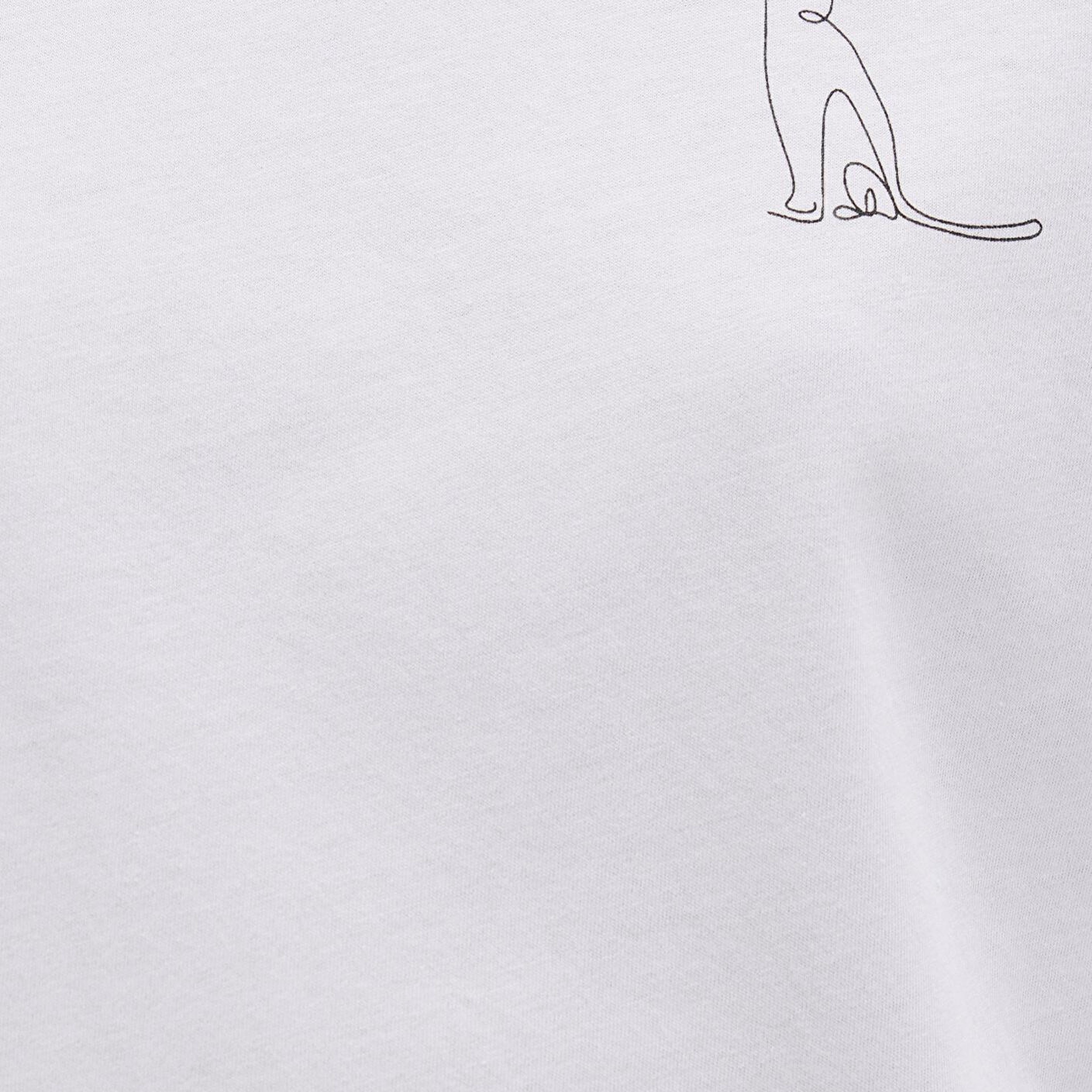 Mavi Kedi Baskılı Beyaz Tişört Regular Fit / Normal Kesim 1612298-620