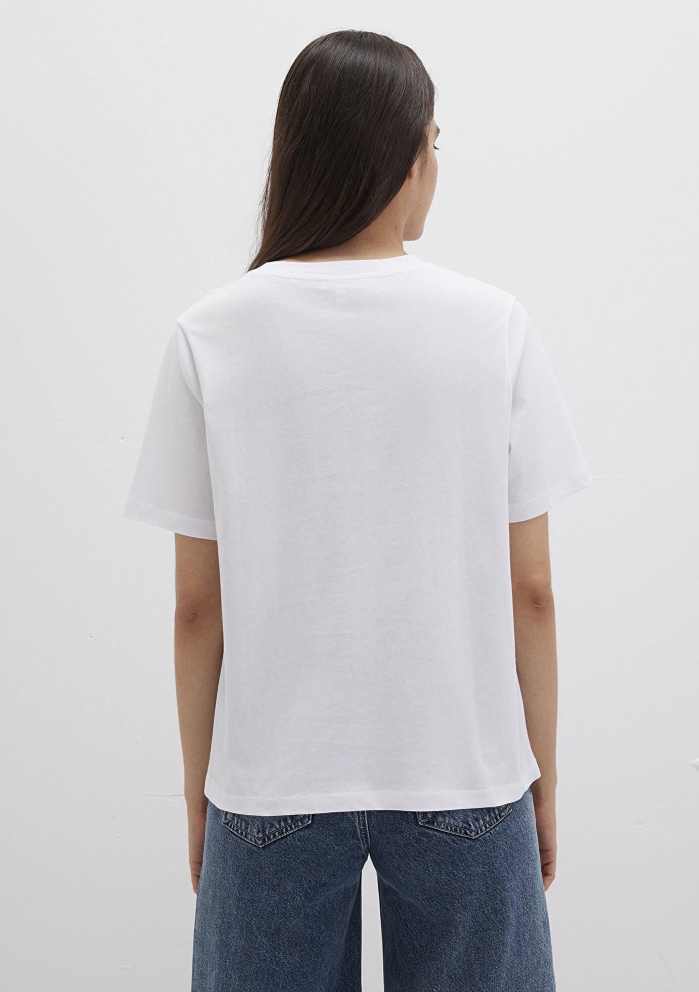 Mavi Kedi Baskılı Beyaz Tişört Regular Fit / Normal Kesim 1612298-620