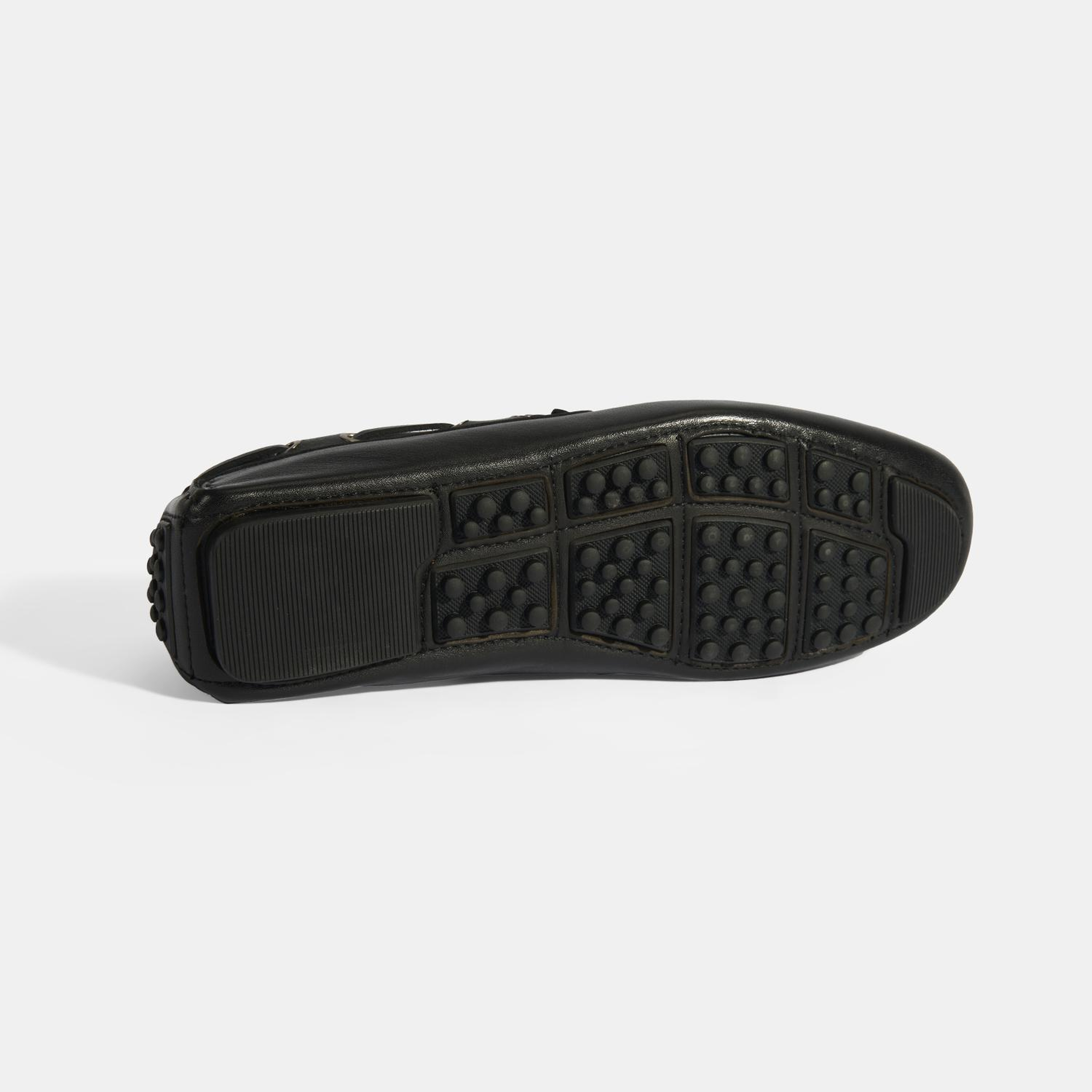 Erkek Siyah Bağcık Detaylı Slip-On Deri Loafer
